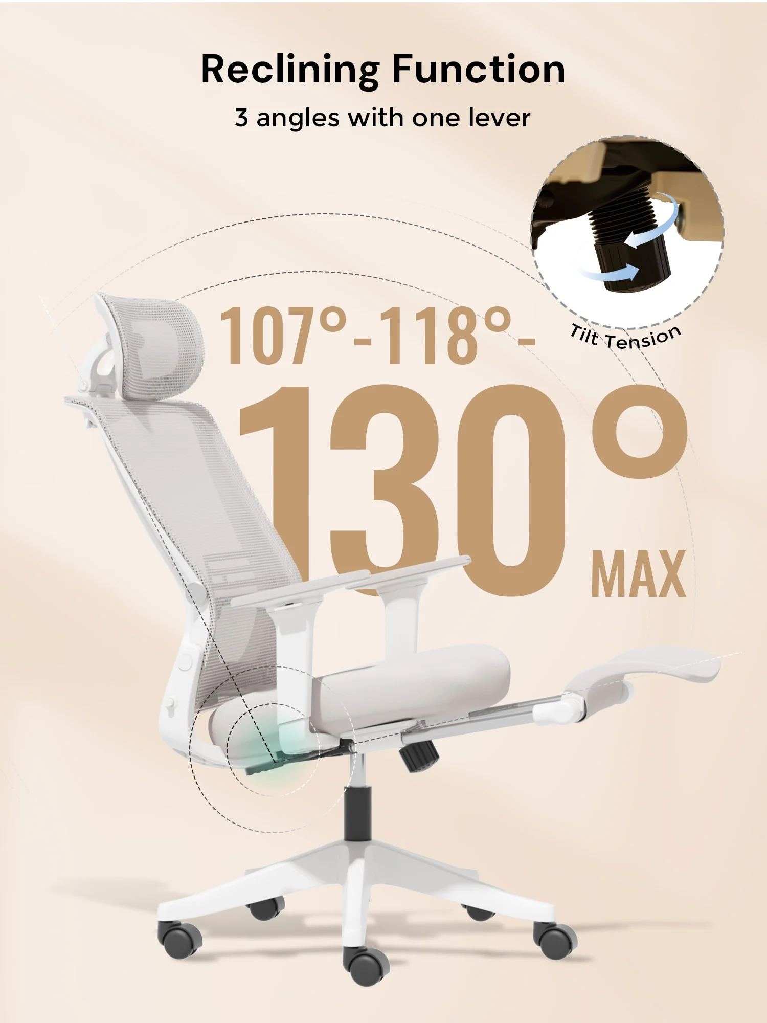 S4 Ergonomic Desk Chair with Foldable Backrest - Image 38