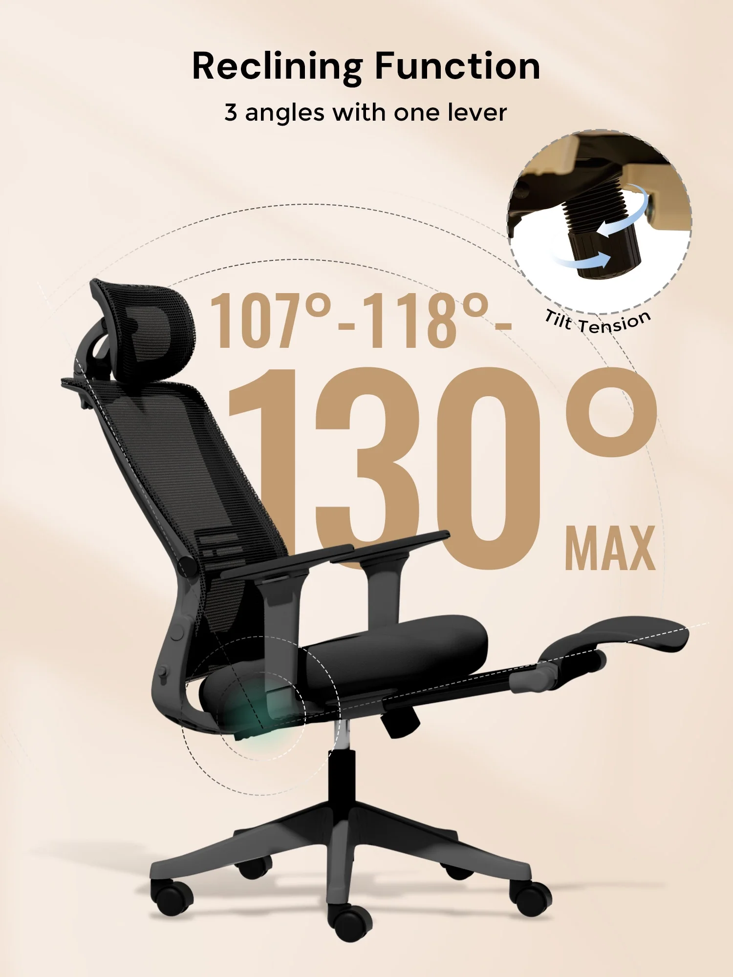 S4 Ergonomic Desk Chair with Foldable Backrest - Image 47