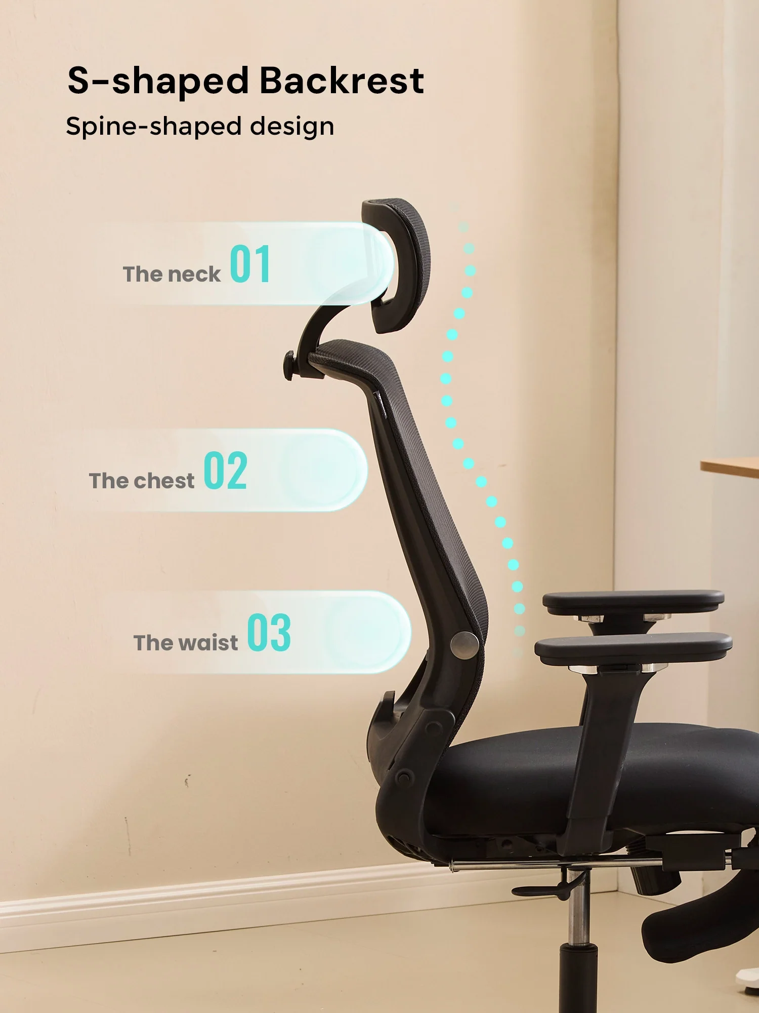 S4 Ergonomic Desk Chair with Foldable Backrest - Image 48