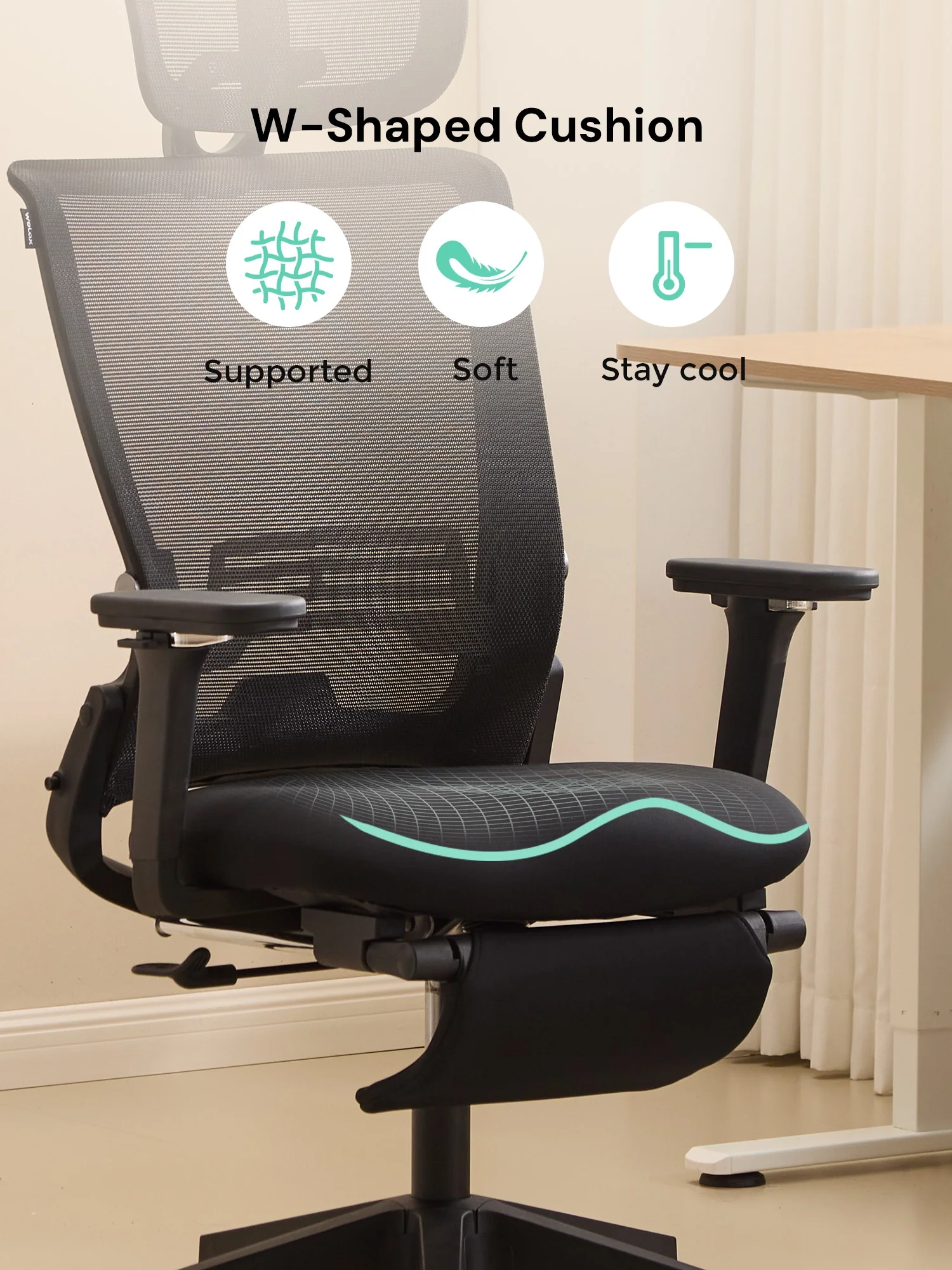 S4 Ergonomic Desk Chair with Foldable Backrest - Image 53