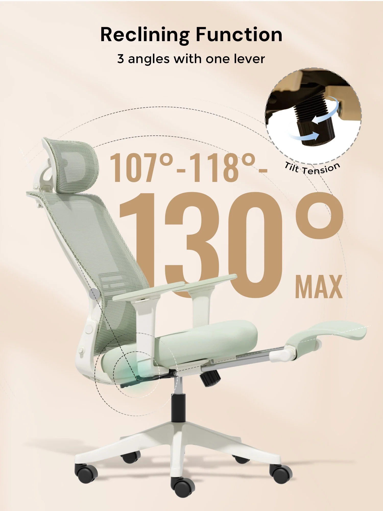 S4 Ergonomic Desk Chair with Foldable Backrest - Image 73