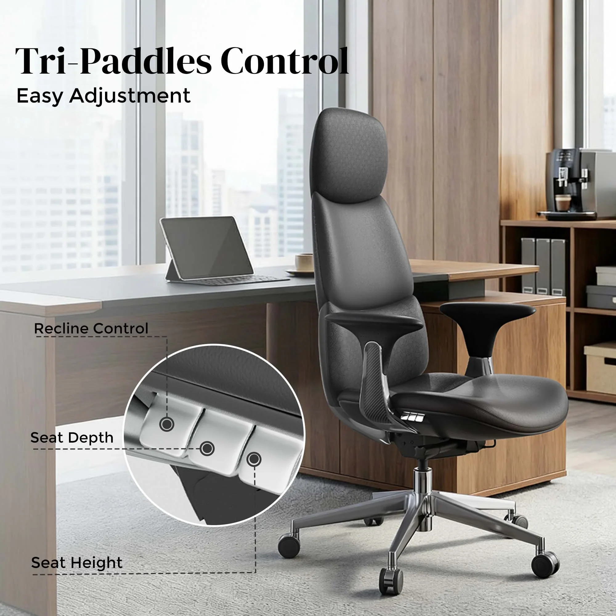 Nyla Leather Chair with Easy Adjustment - Image 134