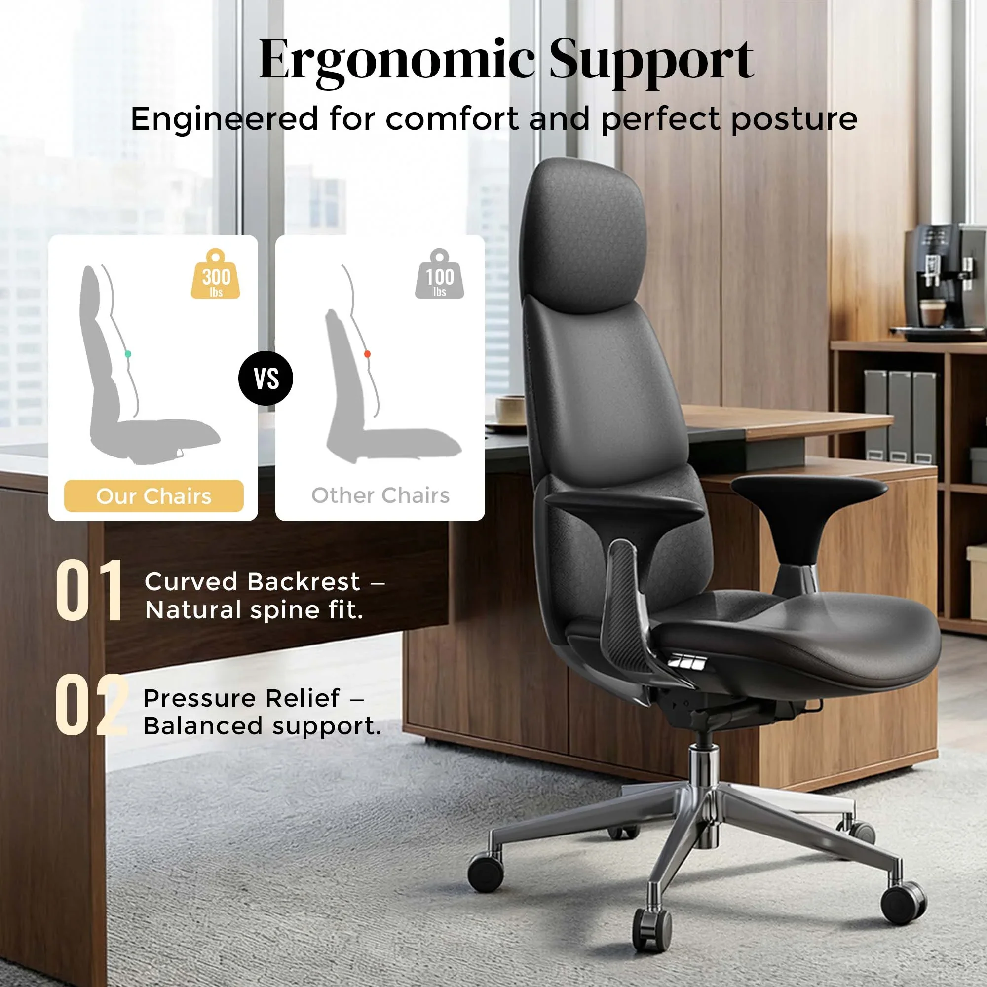 Nyla Leather Chair with Easy Adjustment - Image 135