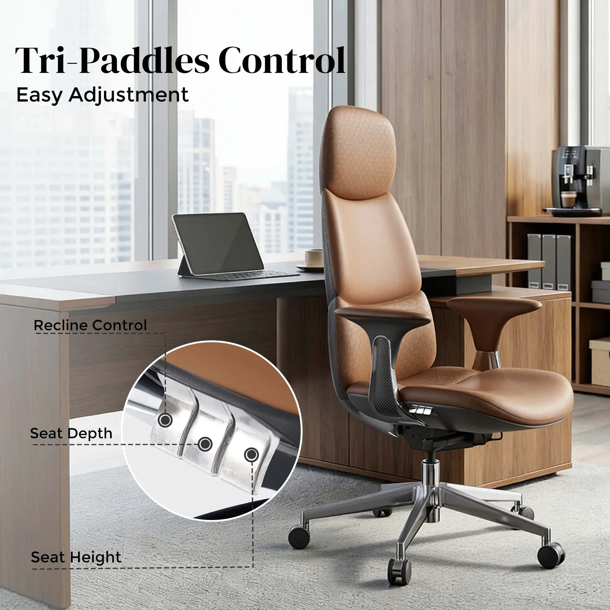 Nyla Leather Chair with Easy Adjustment - Image 141