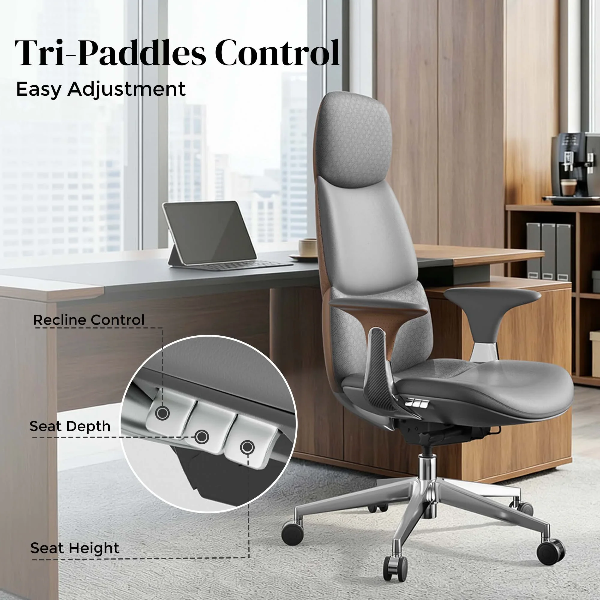 Nyla Leather Chair with Easy Adjustment - Image 149