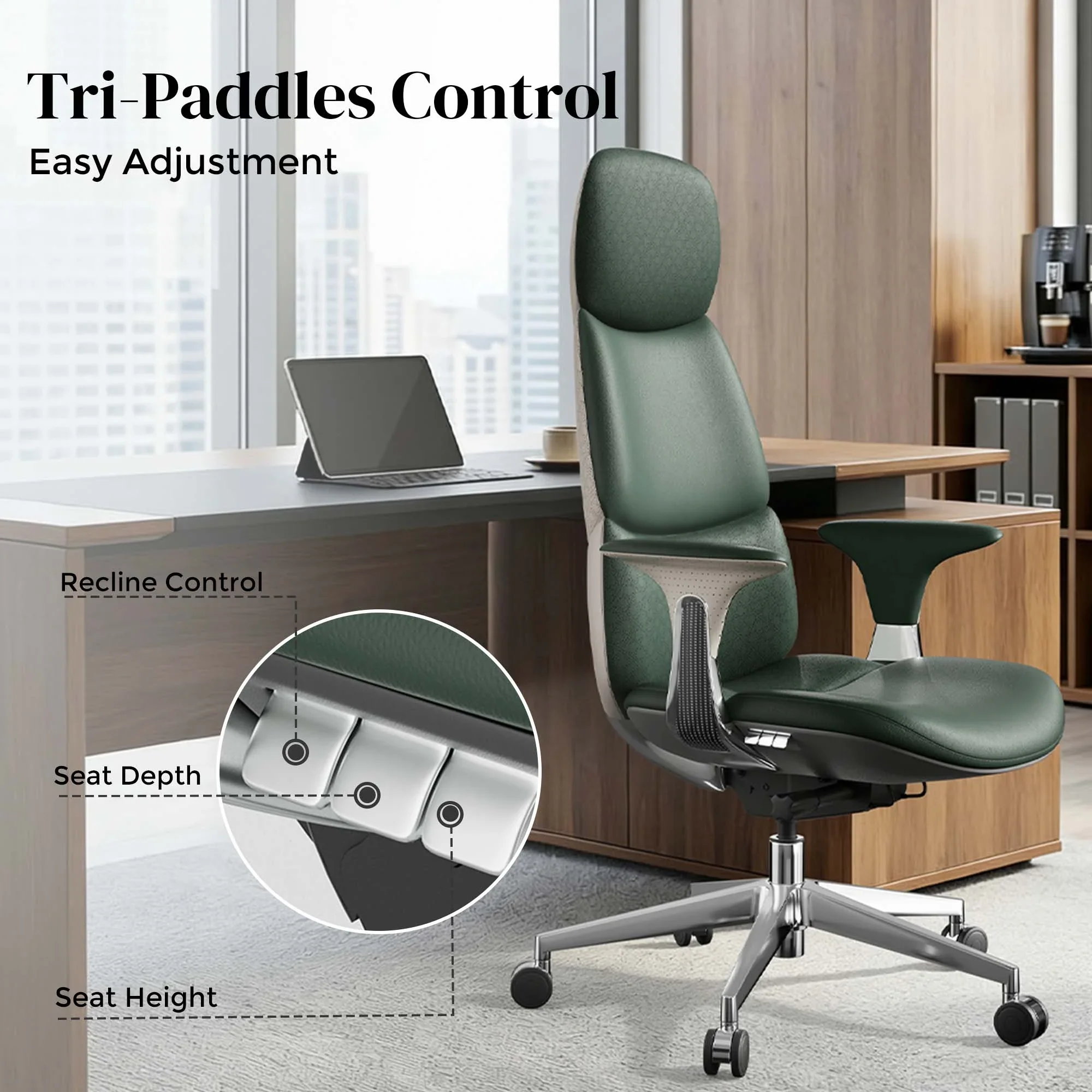 Nyla Leather Chair with Easy Adjustment - Image 165