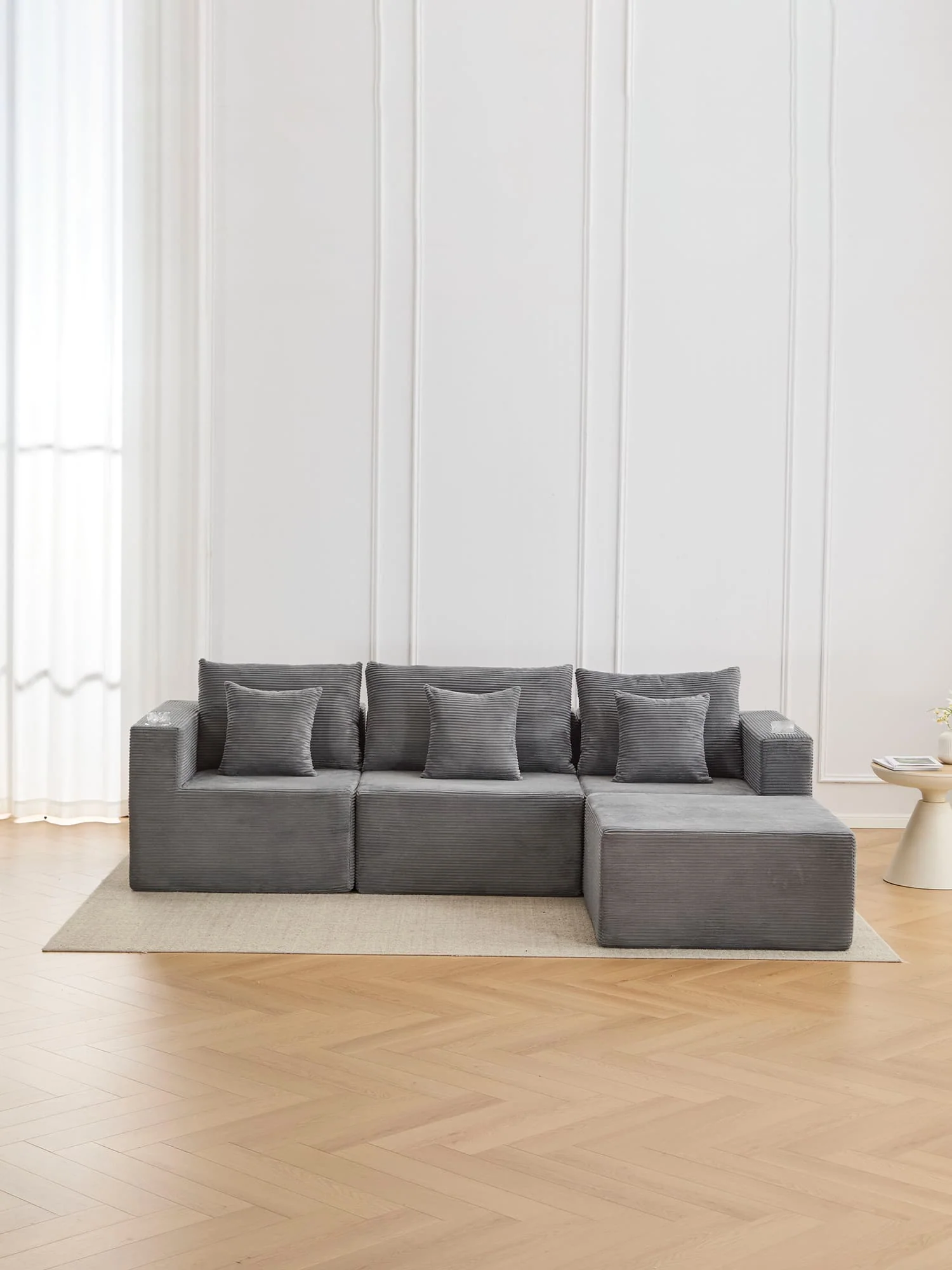 Hestia Compressed Modular Sofa with Cup Holders & Storage - Image 3