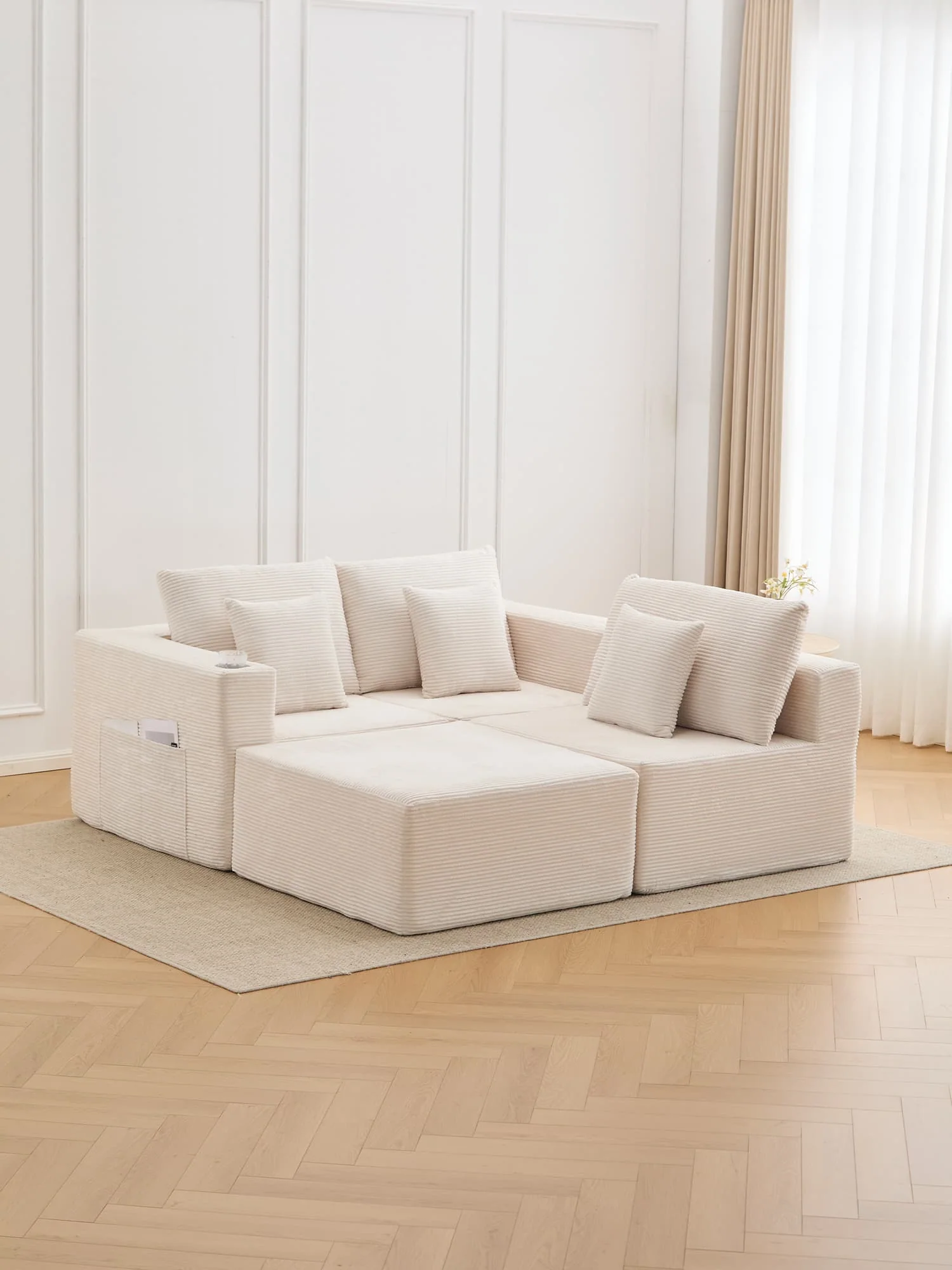 Hestia Compressed Modular Sofa with Cup Holders & Storage - Image 45