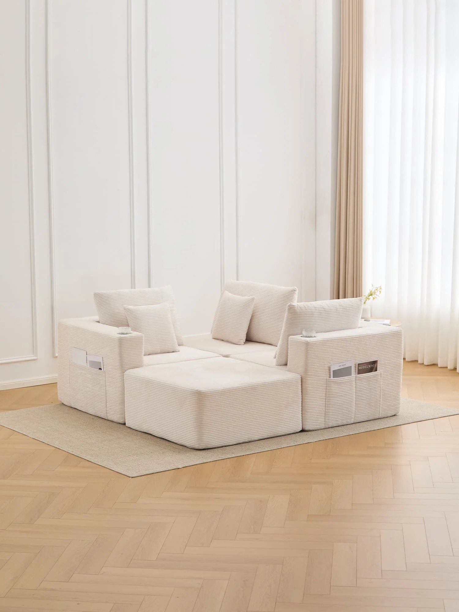 Hestia Compressed Modular Sofa with Cup Holders & Storage - Image 46