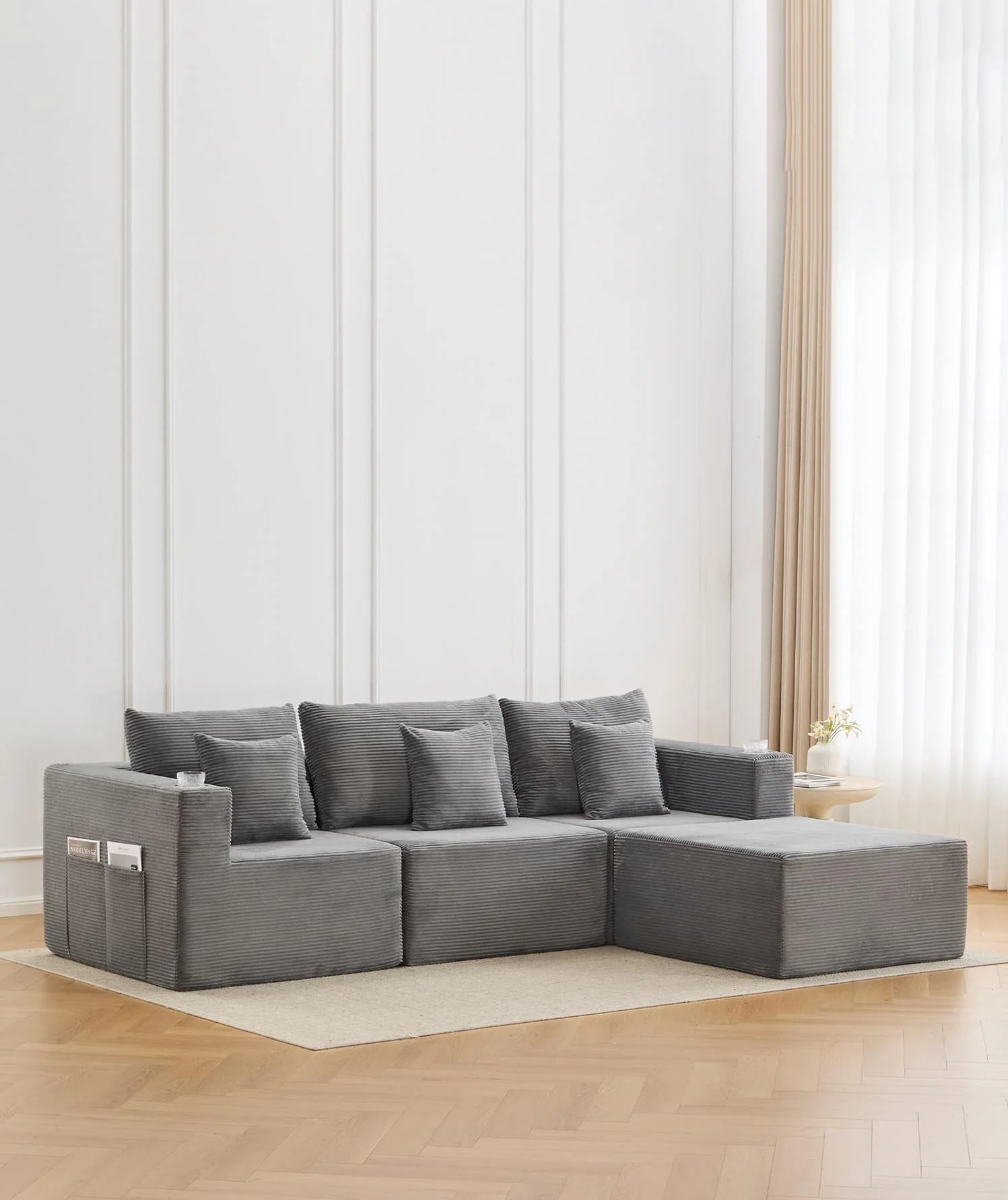 Hestia Compressed Modular Sofa with Cup Holders & Storage - Image 5