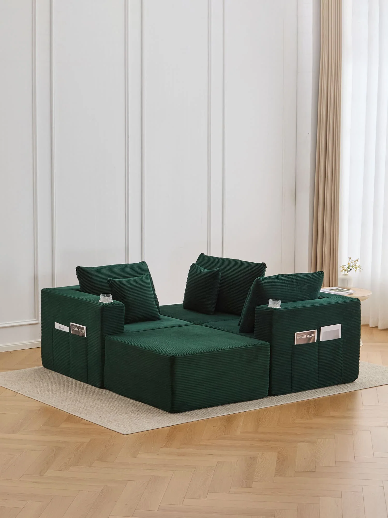 Hestia Compressed Modular Sofa with Cup Holders & Storage - Image 50
