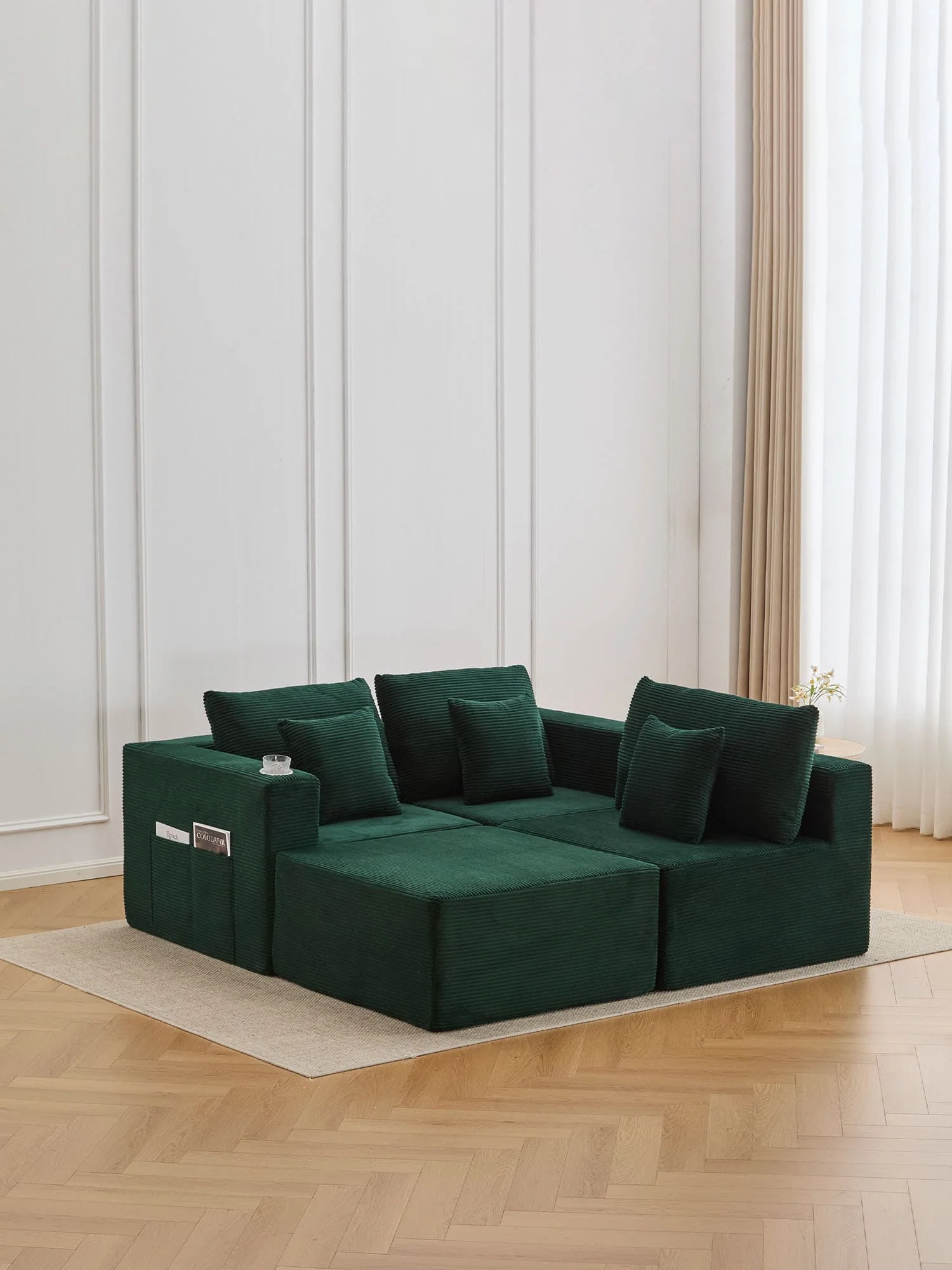 Hestia Compressed Modular Sofa with Cup Holders & Storage - Image 53