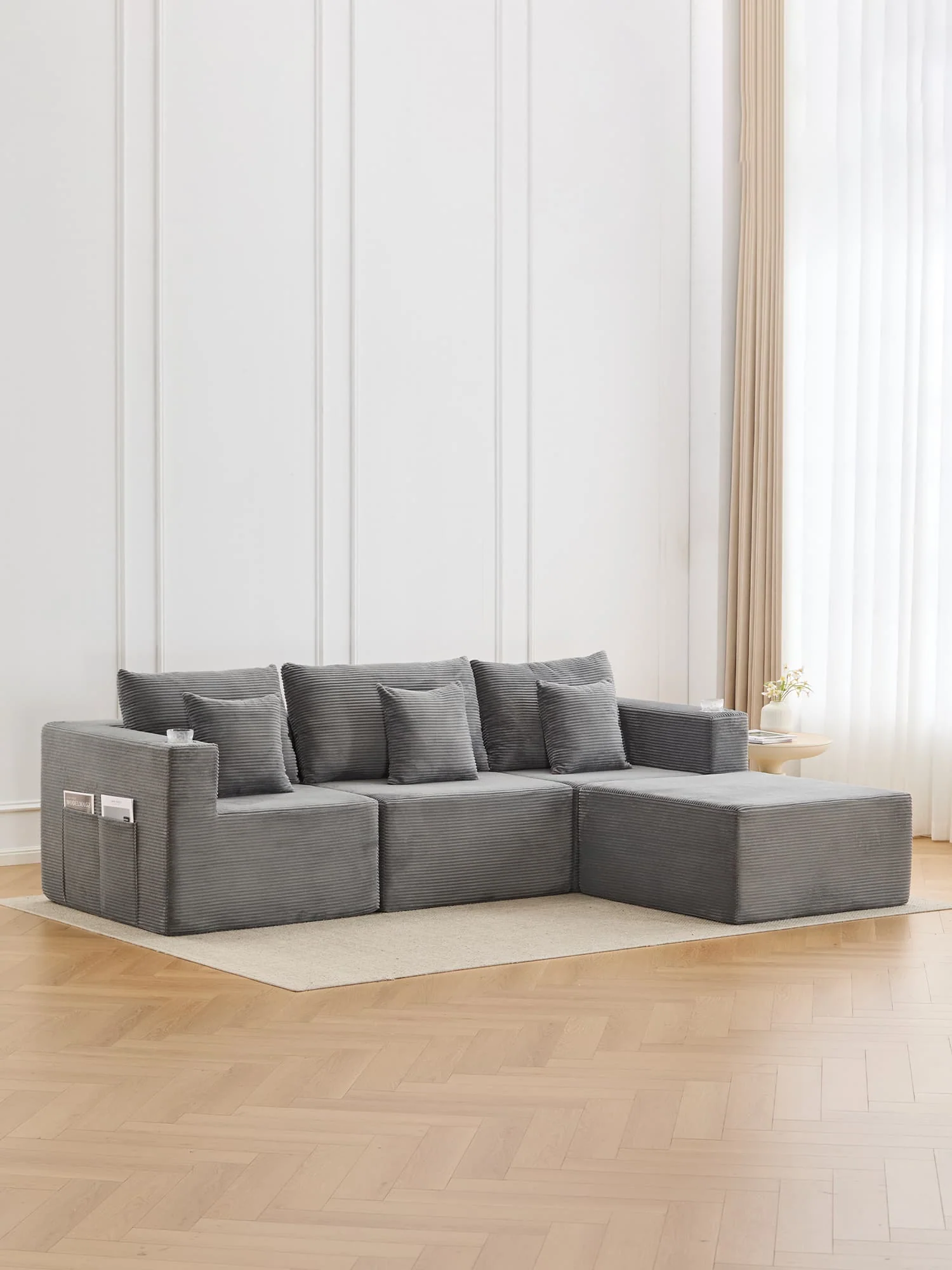 Hestia Compressed Modular Sofa with Cup Holders & Storage - Image 54