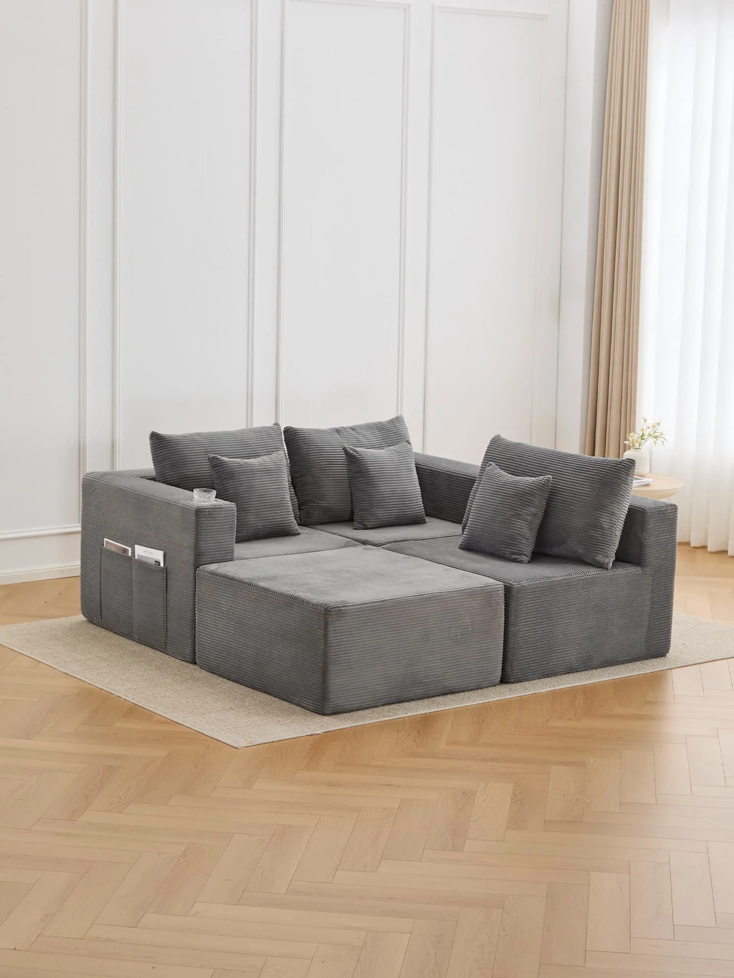 Hestia Compressed Modular Sofa with Cup Holders & Storage - Image 55
