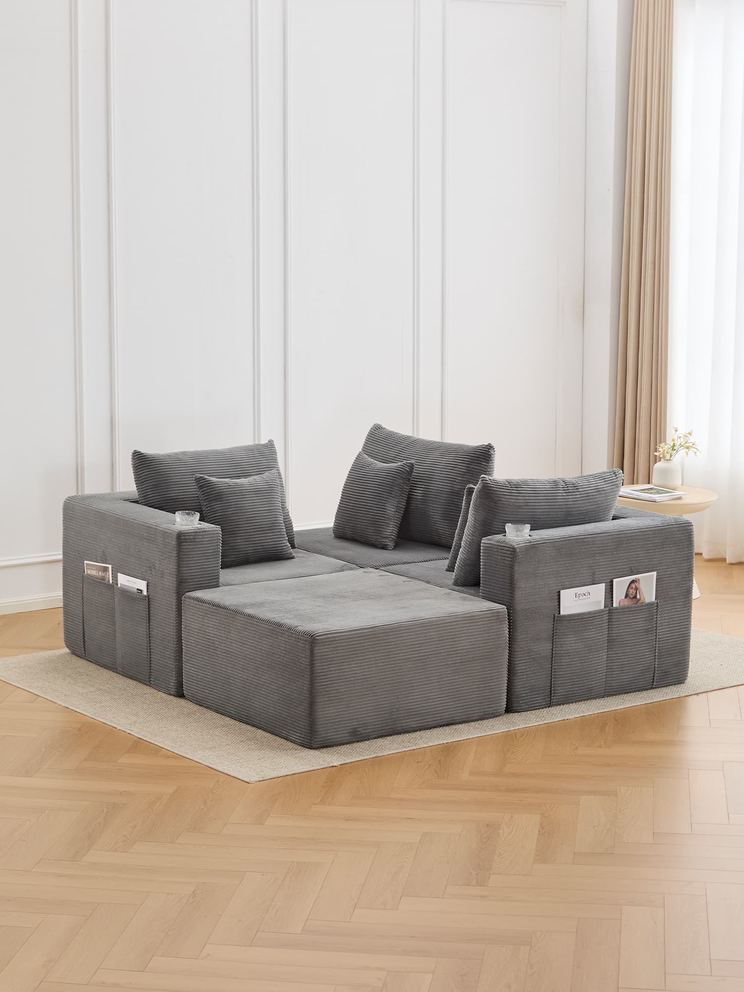 Hestia Compressed Modular Sofa with Cup Holders & Storage - Image 56