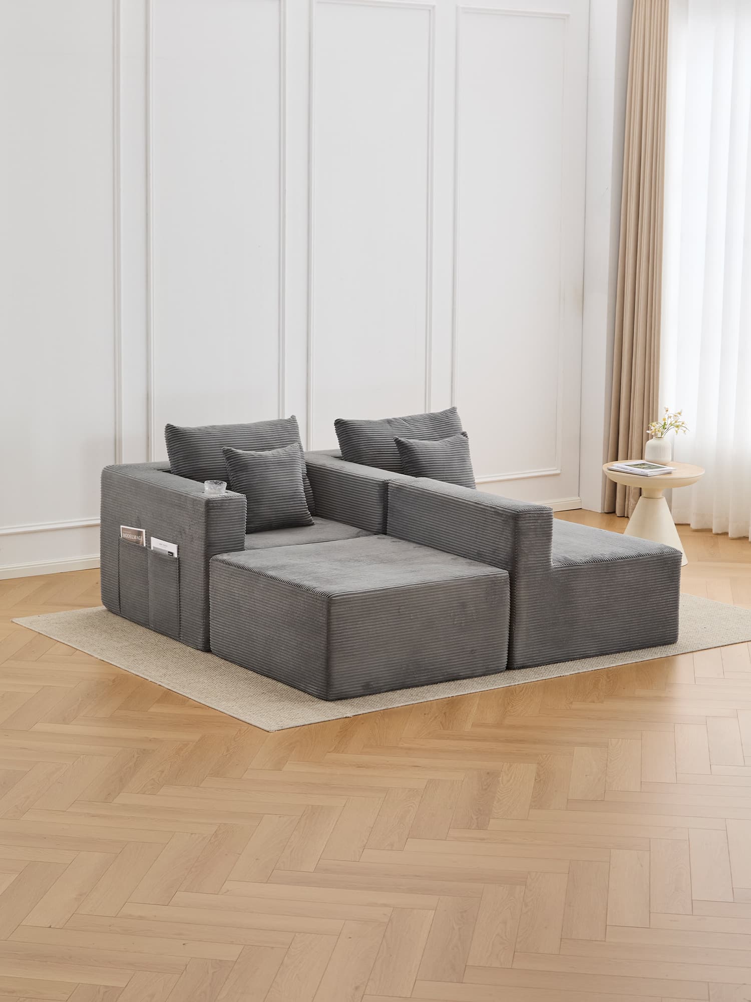 Hestia Compressed Modular Sofa with Cup Holders & Storage - Image 57