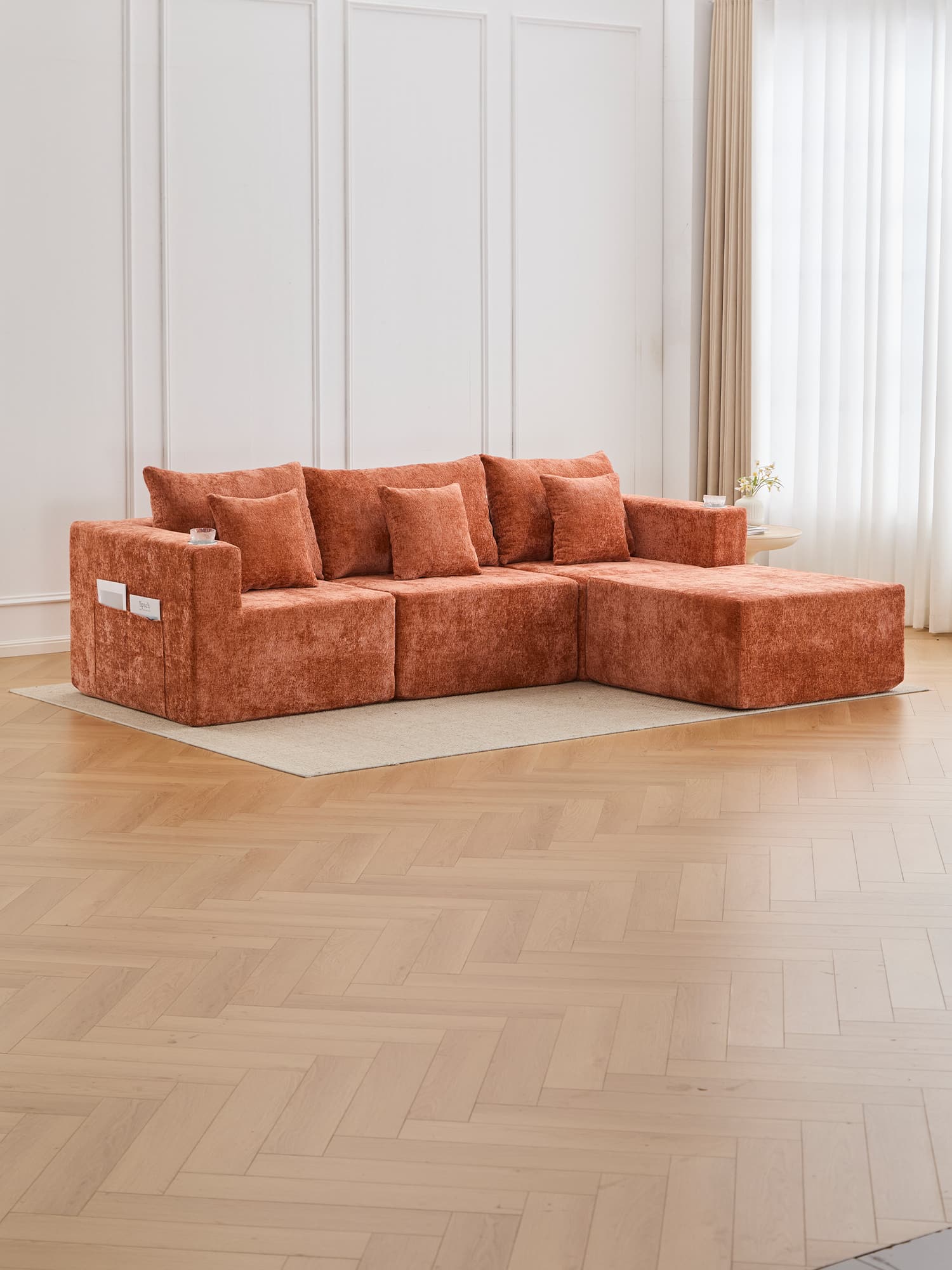 Hestia Compressed Modular Sofa with Cup Holders & Storage - Image 64