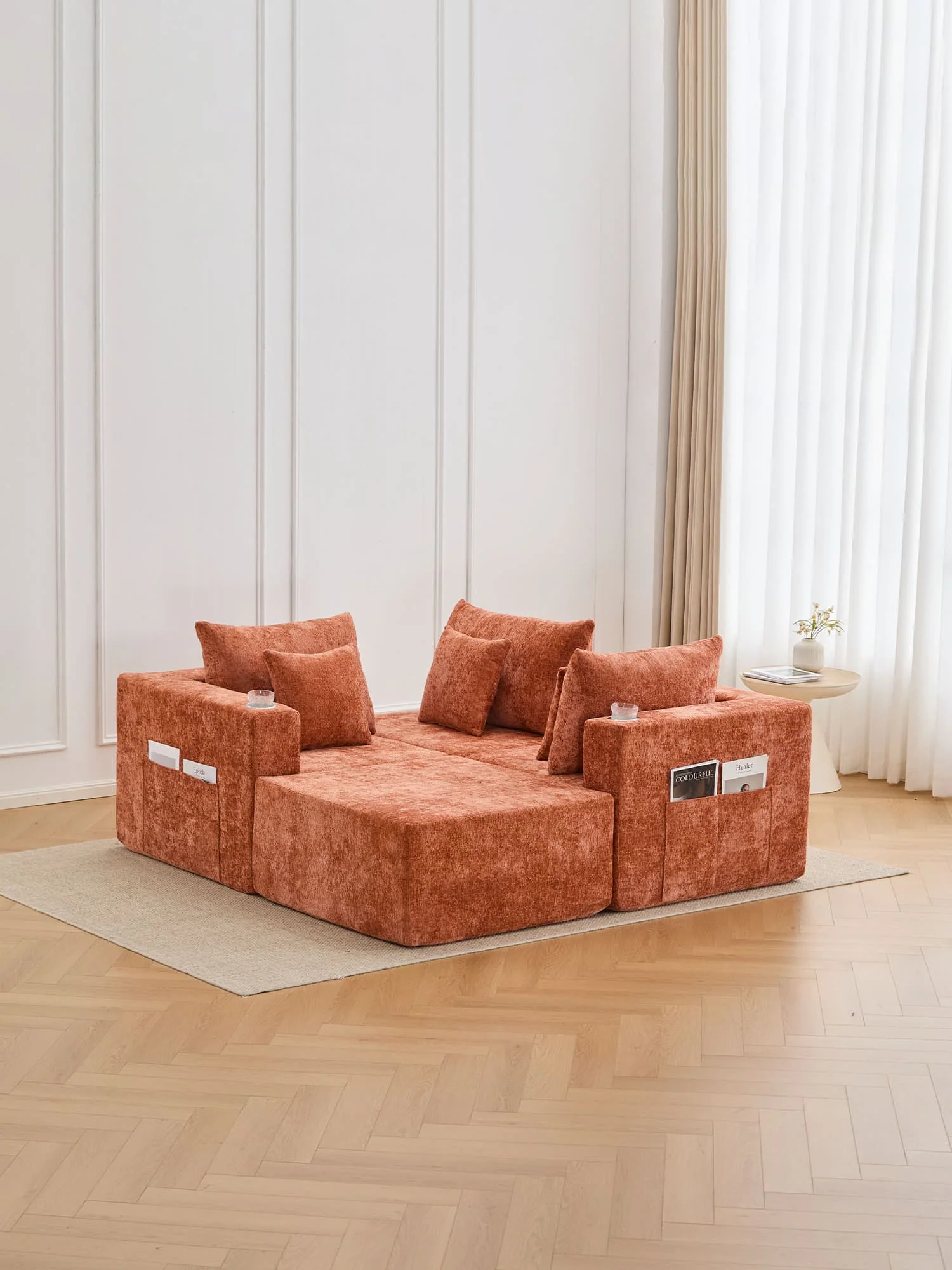 Hestia Compressed Modular Sofa with Cup Holders & Storage - Image 69