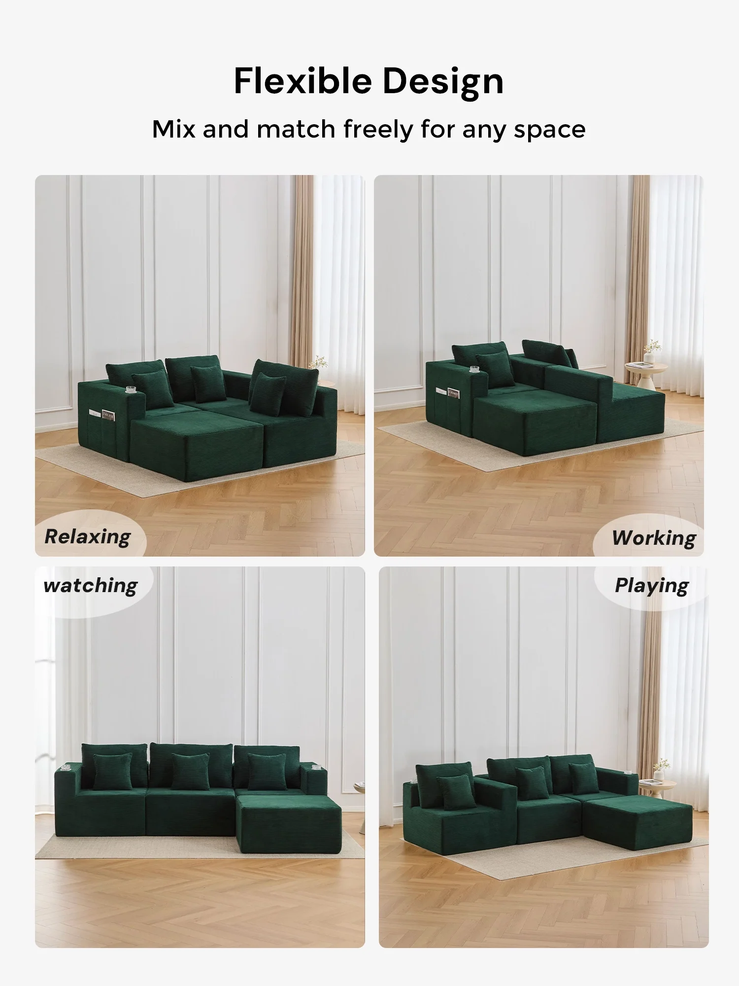 Hestia Compressed Modular Sofa with Cup Holders & Storage - Image 72