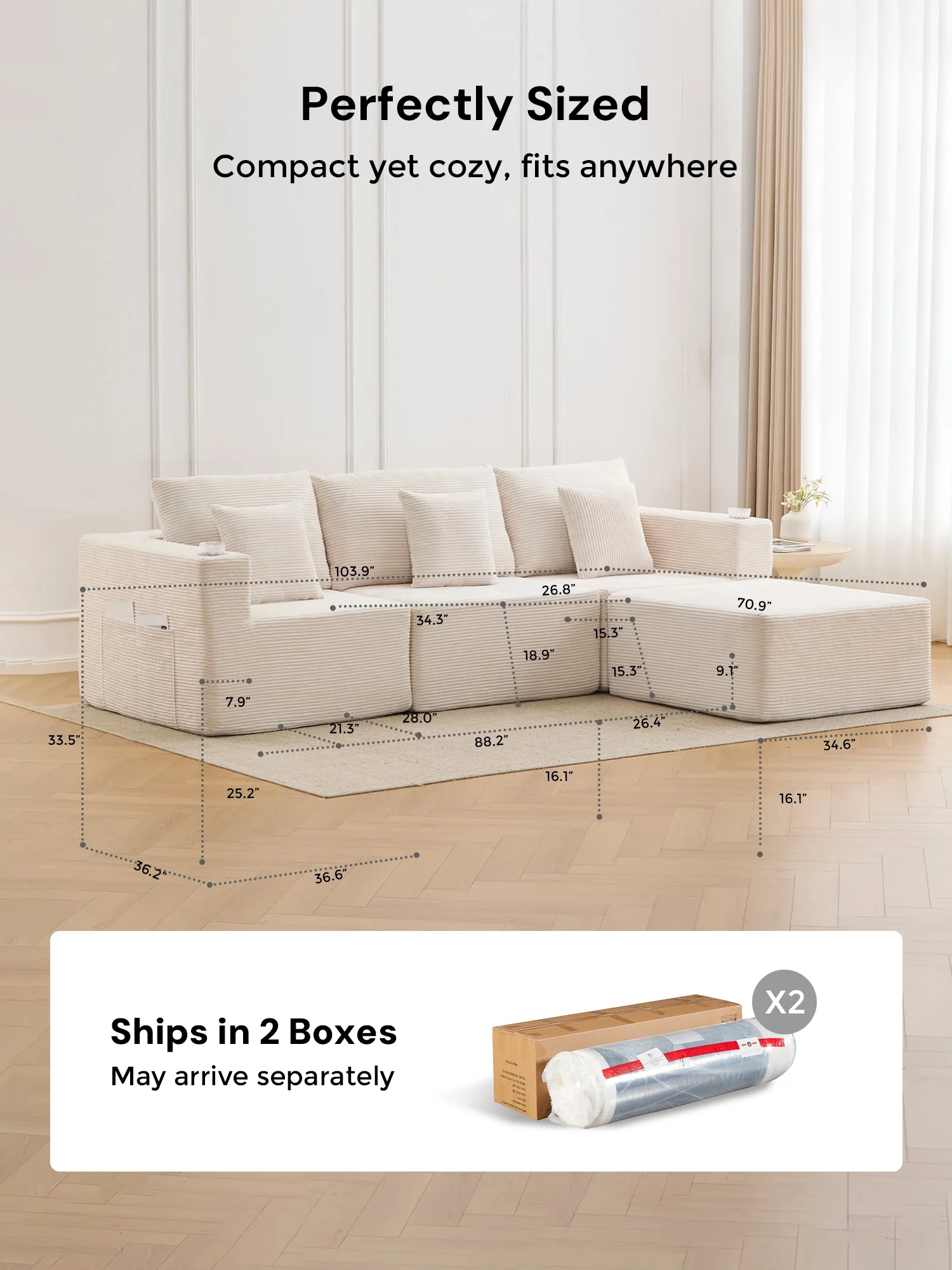 Hestia Compressed Modular Sofa with Cup Holders & Storage - Image 80