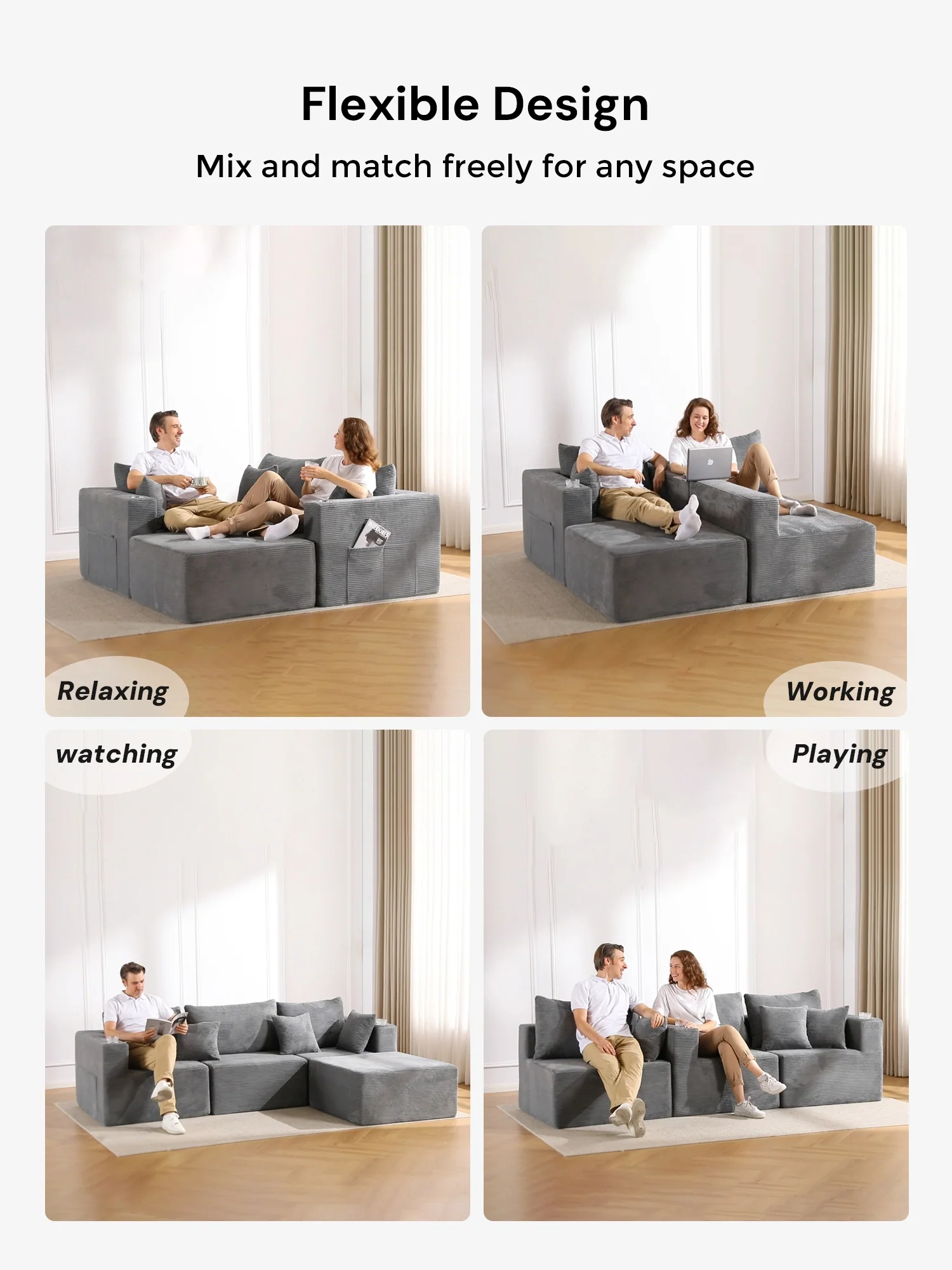 Hestia Compressed Modular Sofa with Cup Holders & Storage - Image 81