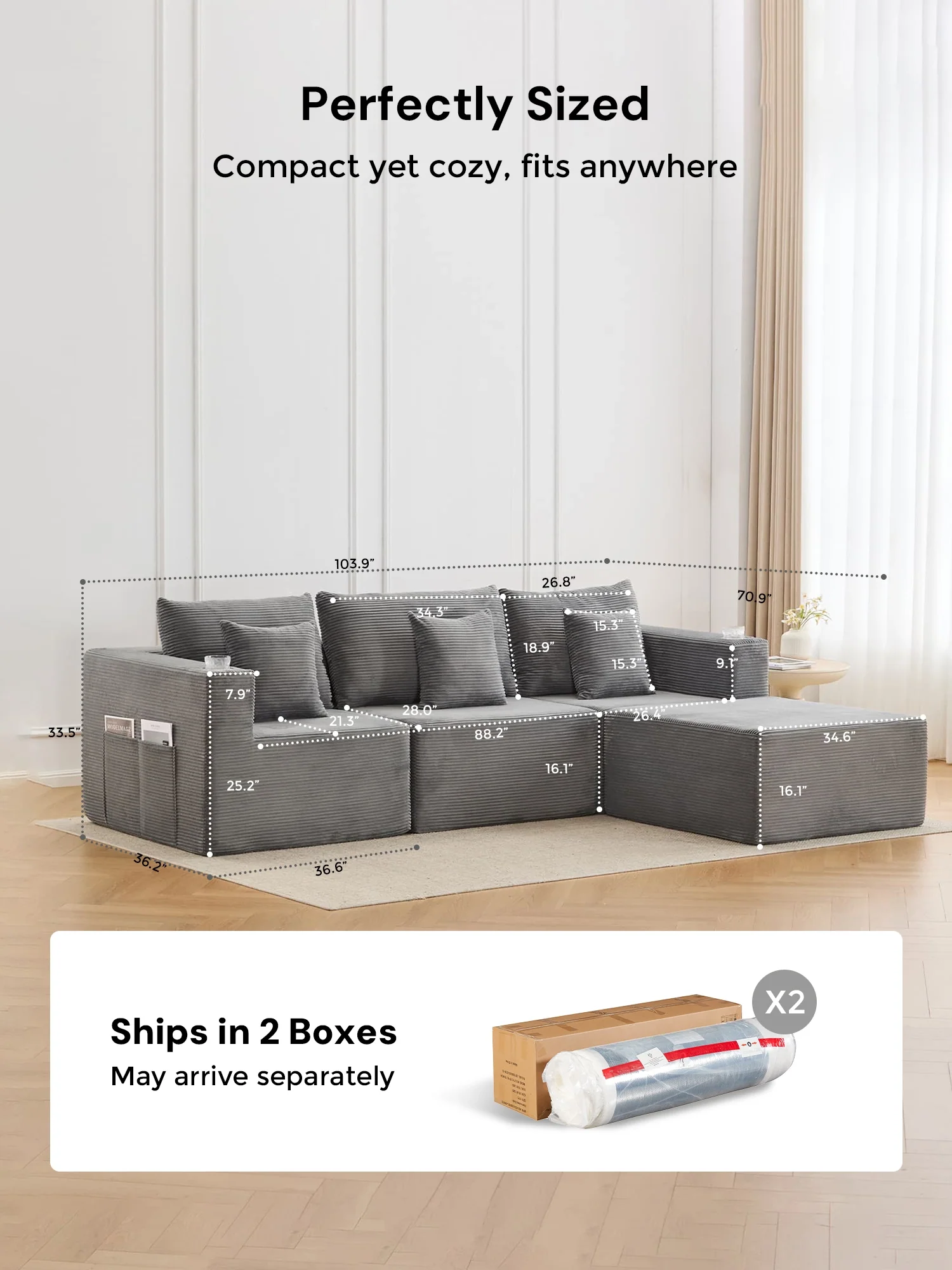 Hestia Compressed Modular Sofa with Cup Holders & Storage - Image 83
