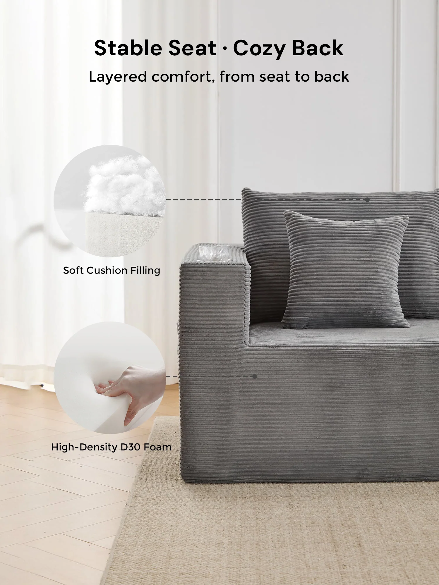 Hestia Compressed Modular Sofa with Cup Holders & Storage - Image 84