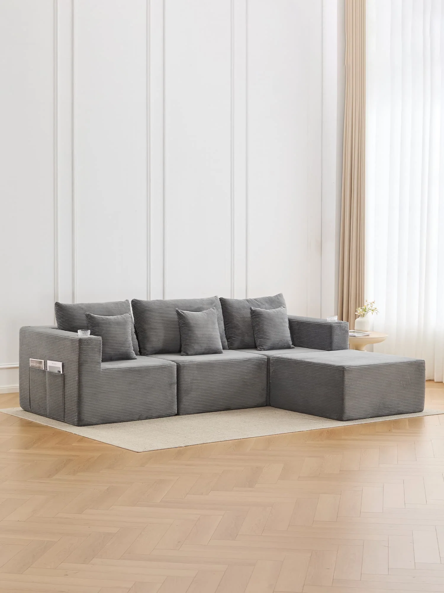 Hestia Compressed Modular Sofa with Cup Holders & Storage - Image 9