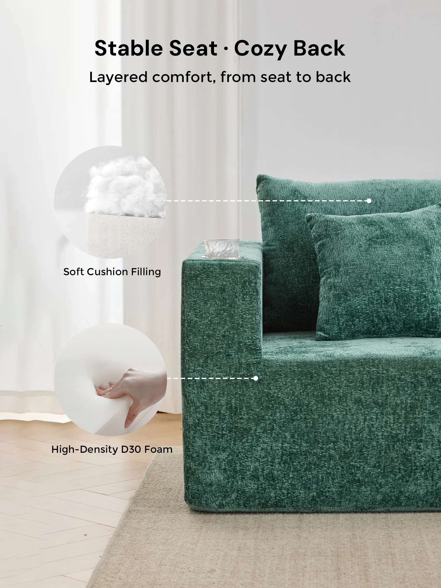 Hestia Compressed Modular Sofa with Cup Holders & Storage - Image 90