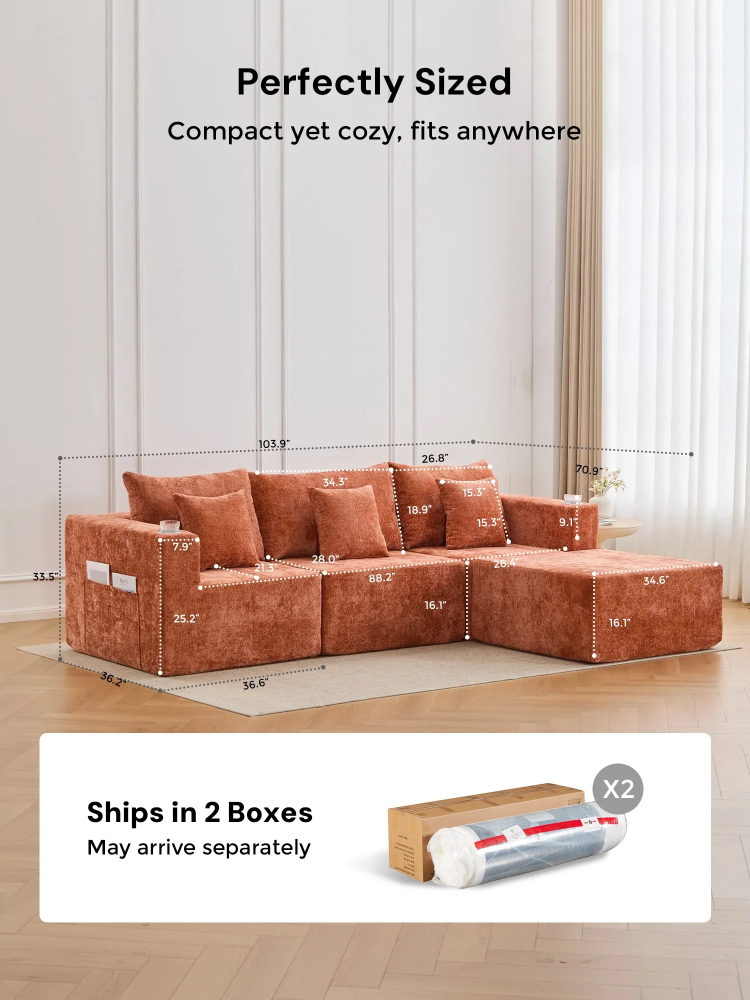 Hestia Compressed Modular Sofa with Cup Holders & Storage - Image 92