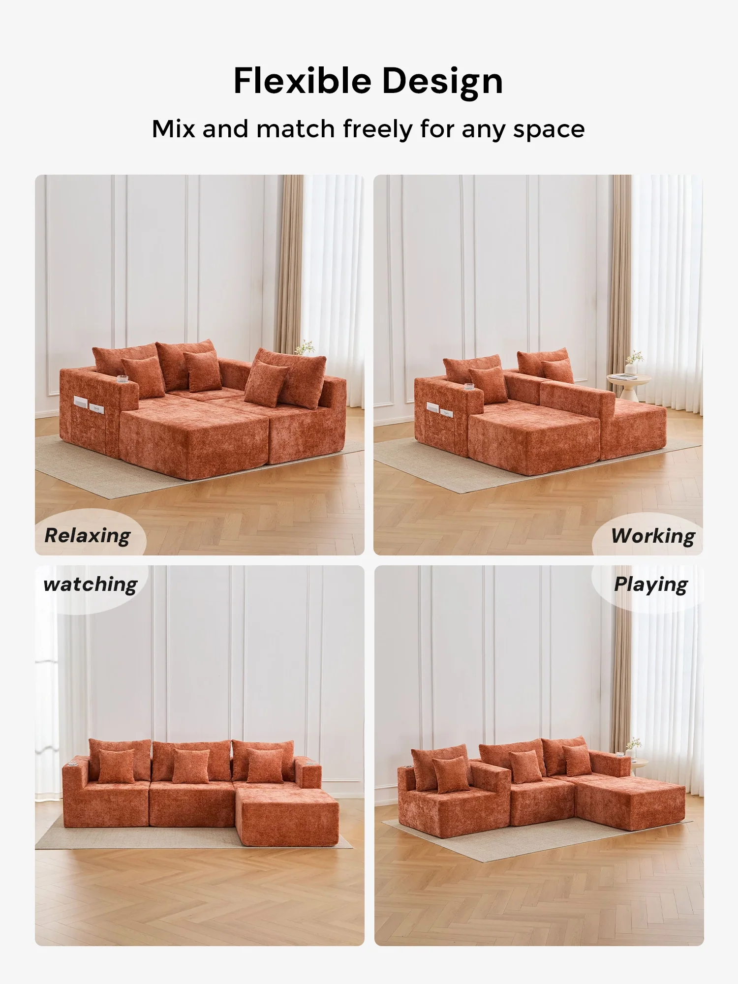 Hestia Compressed Modular Sofa with Cup Holders & Storage - Image 93