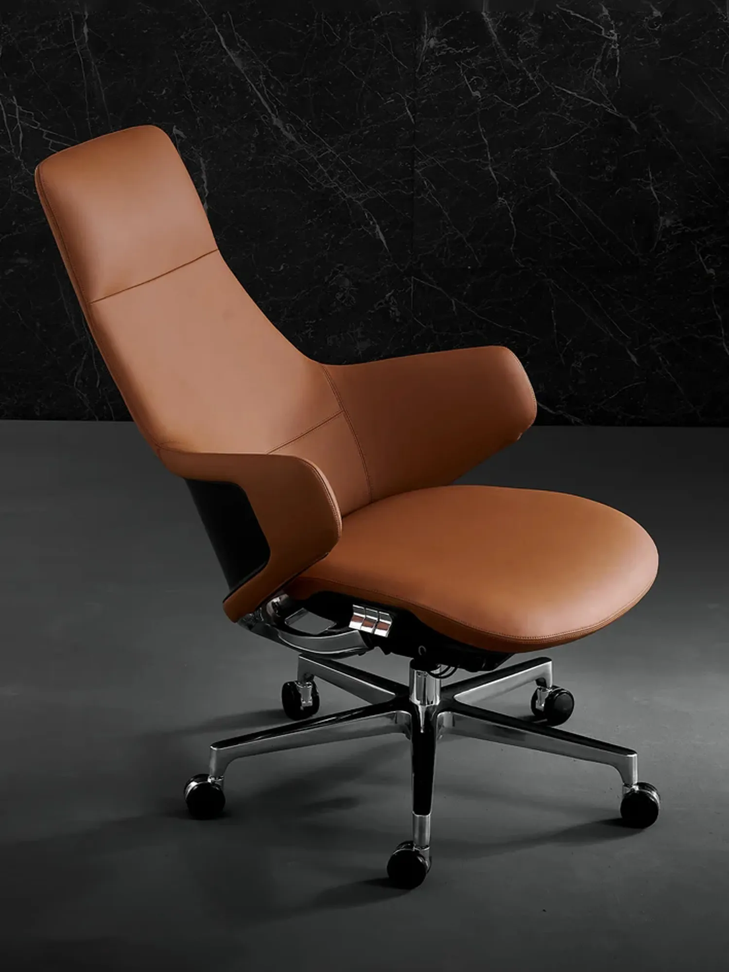 Natia Leather Office Chair with Wraparound Lumbar - Image 10