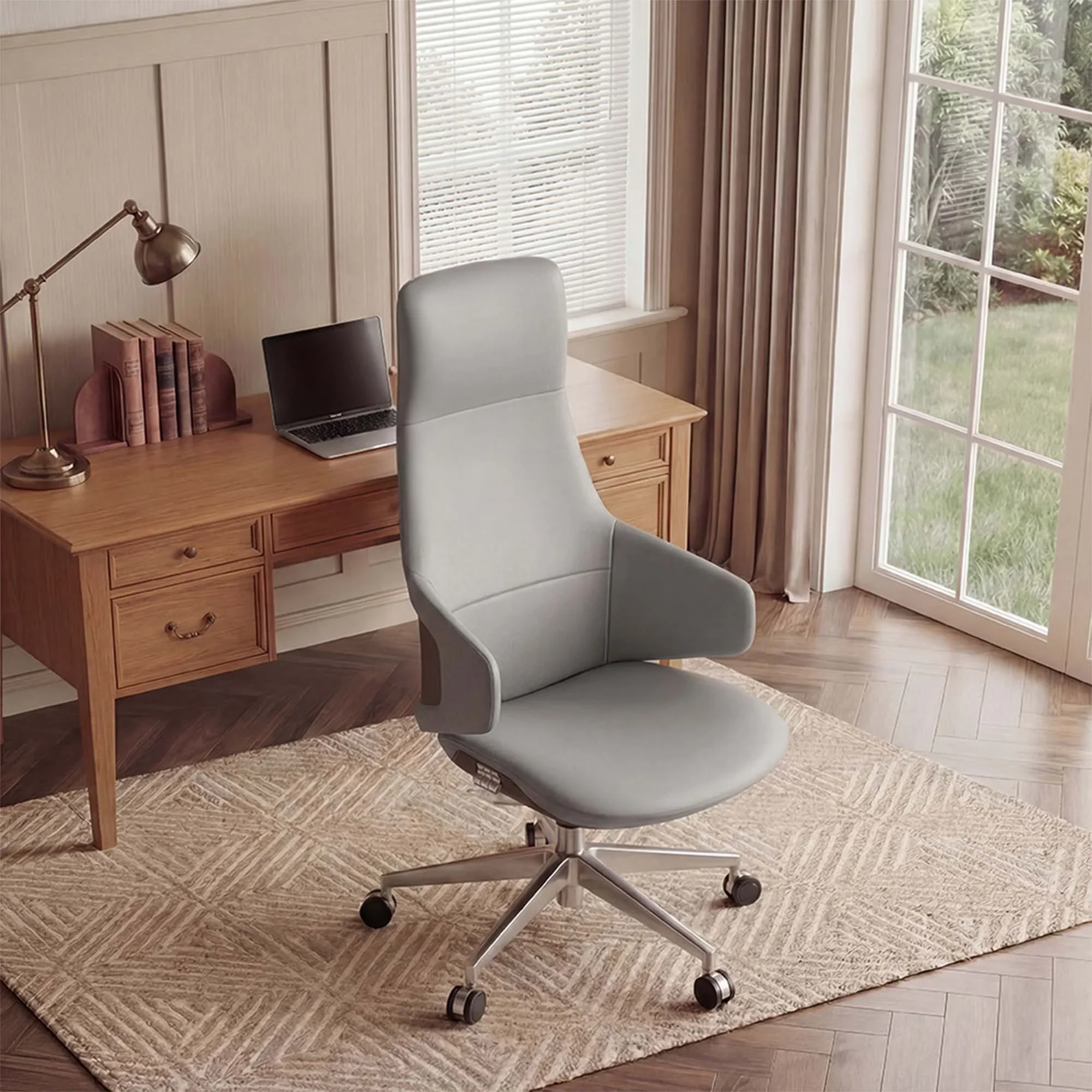 Natia Leather Office Chair with Wraparound Lumbar - Image 104