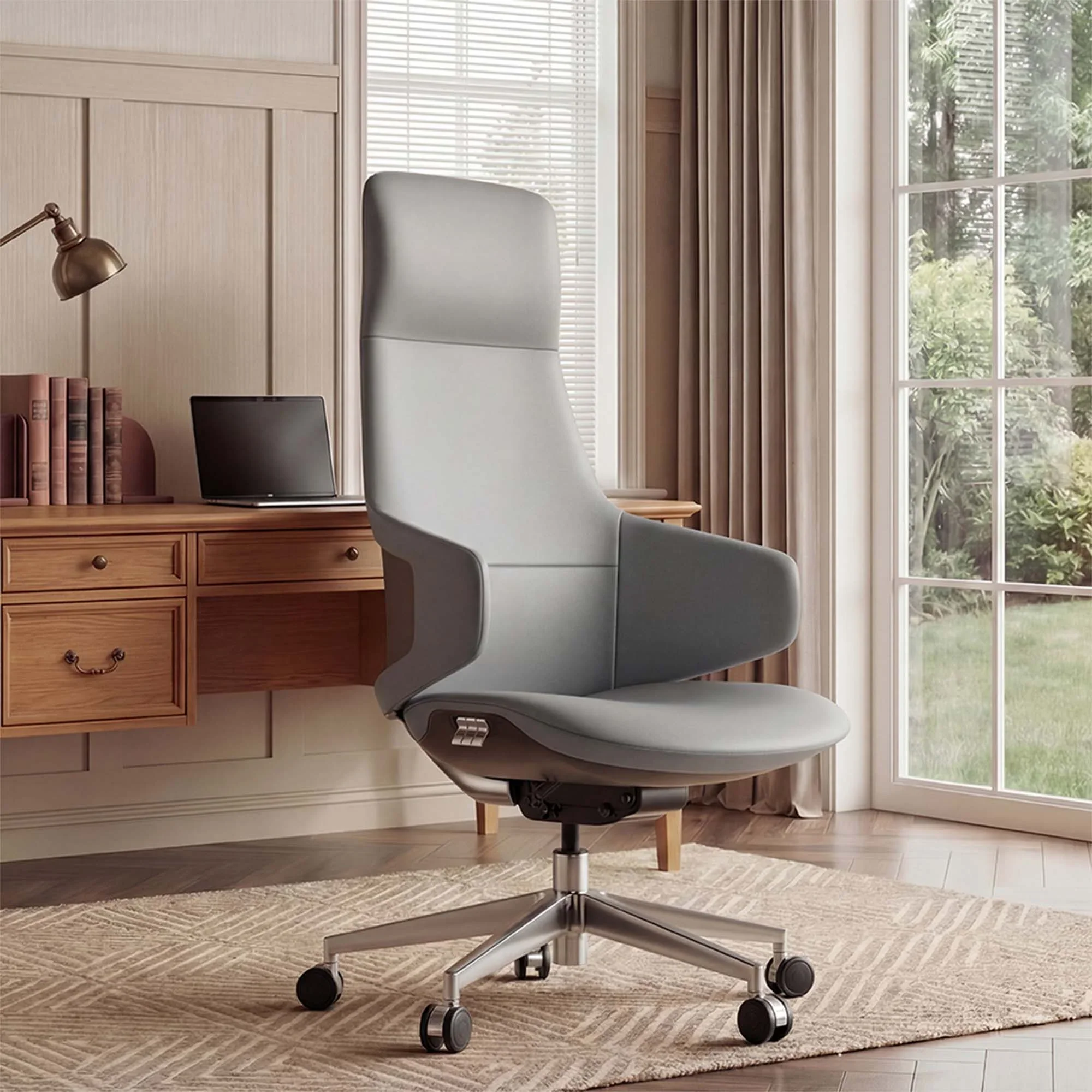 Natia Leather Office Chair with Wraparound Lumbar - Image 105