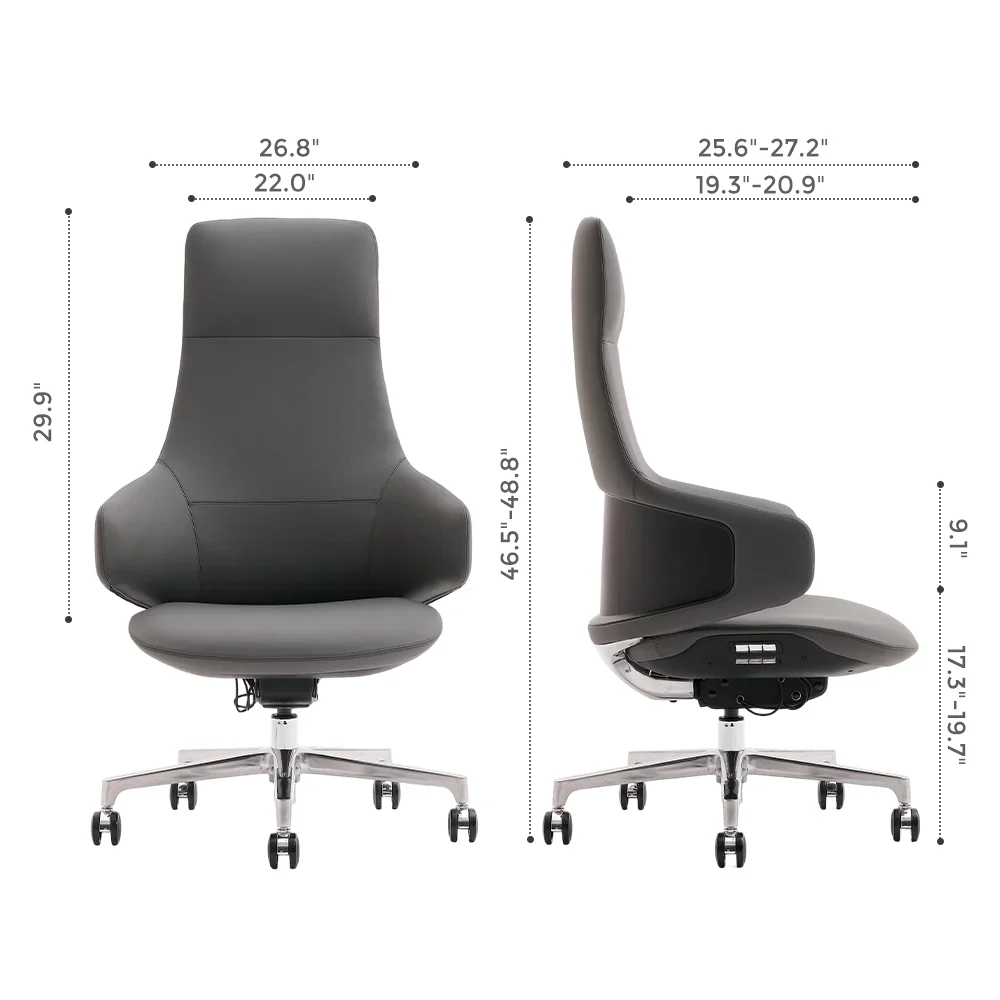 Natia Leather Office Chair with Wraparound Lumbar - Image 106