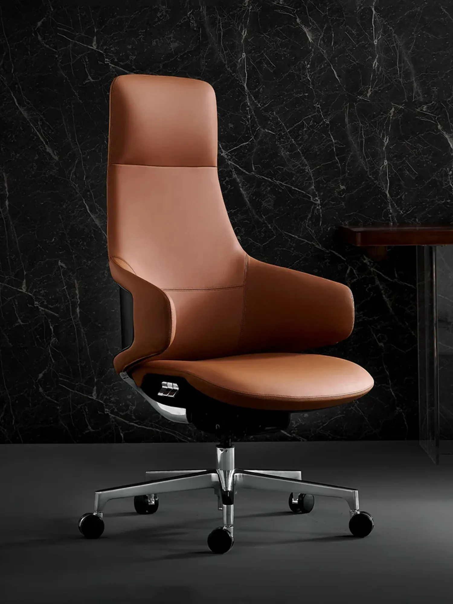 Natia Leather Office Chair with Wraparound Lumbar - Image 11