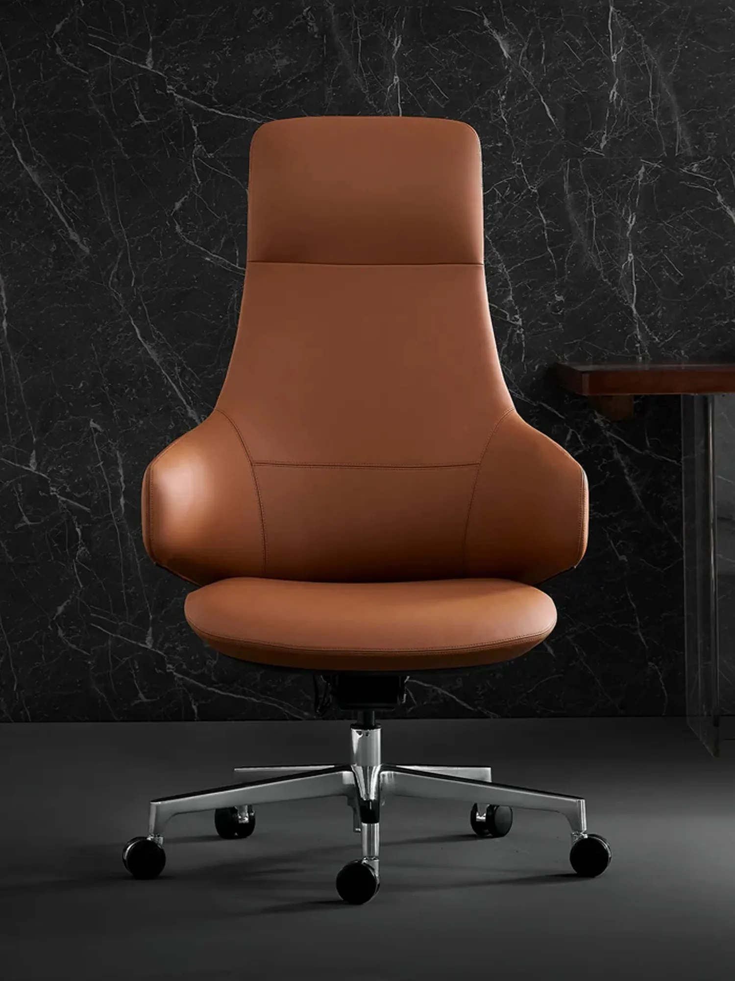 Natia Leather Office Chair with Wraparound Lumbar - Image 14