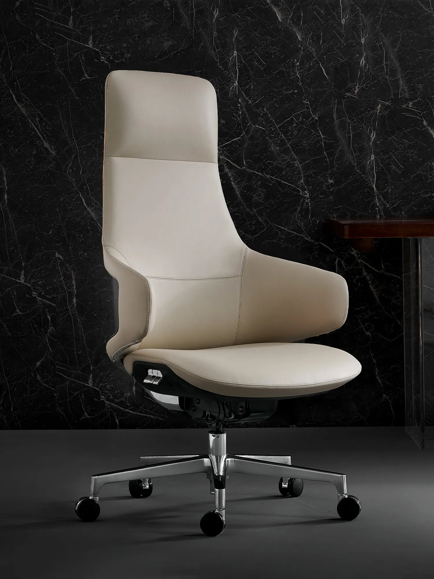 Natia Leather Office Chair with Wraparound Lumbar - Image 19