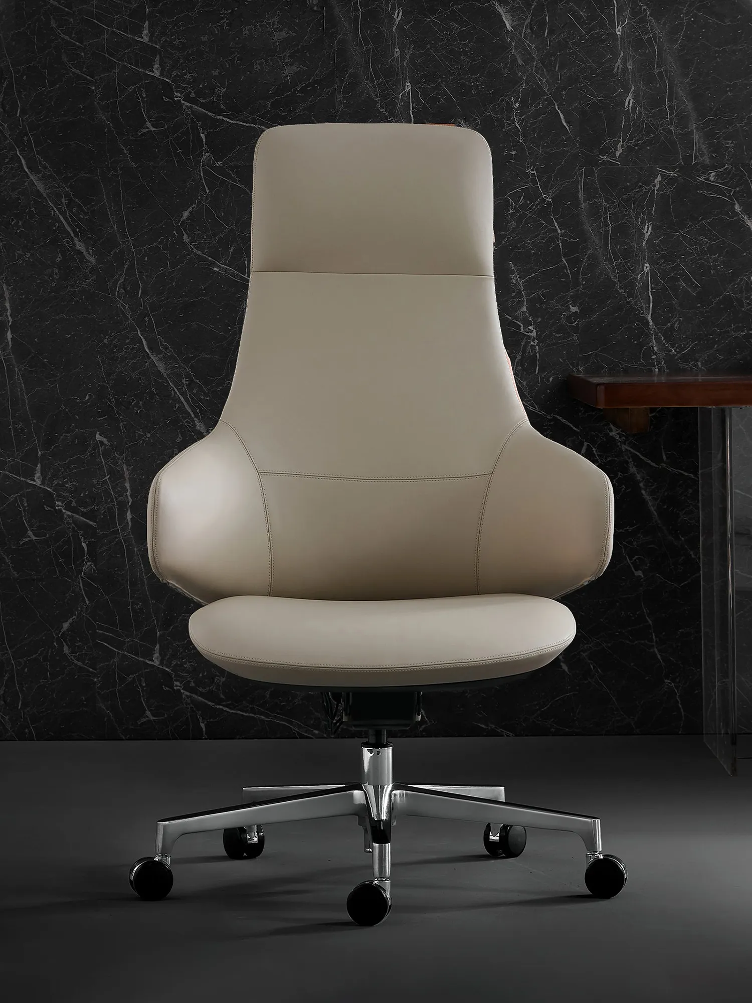 Natia Leather Office Chair with Wraparound Lumbar - Image 21