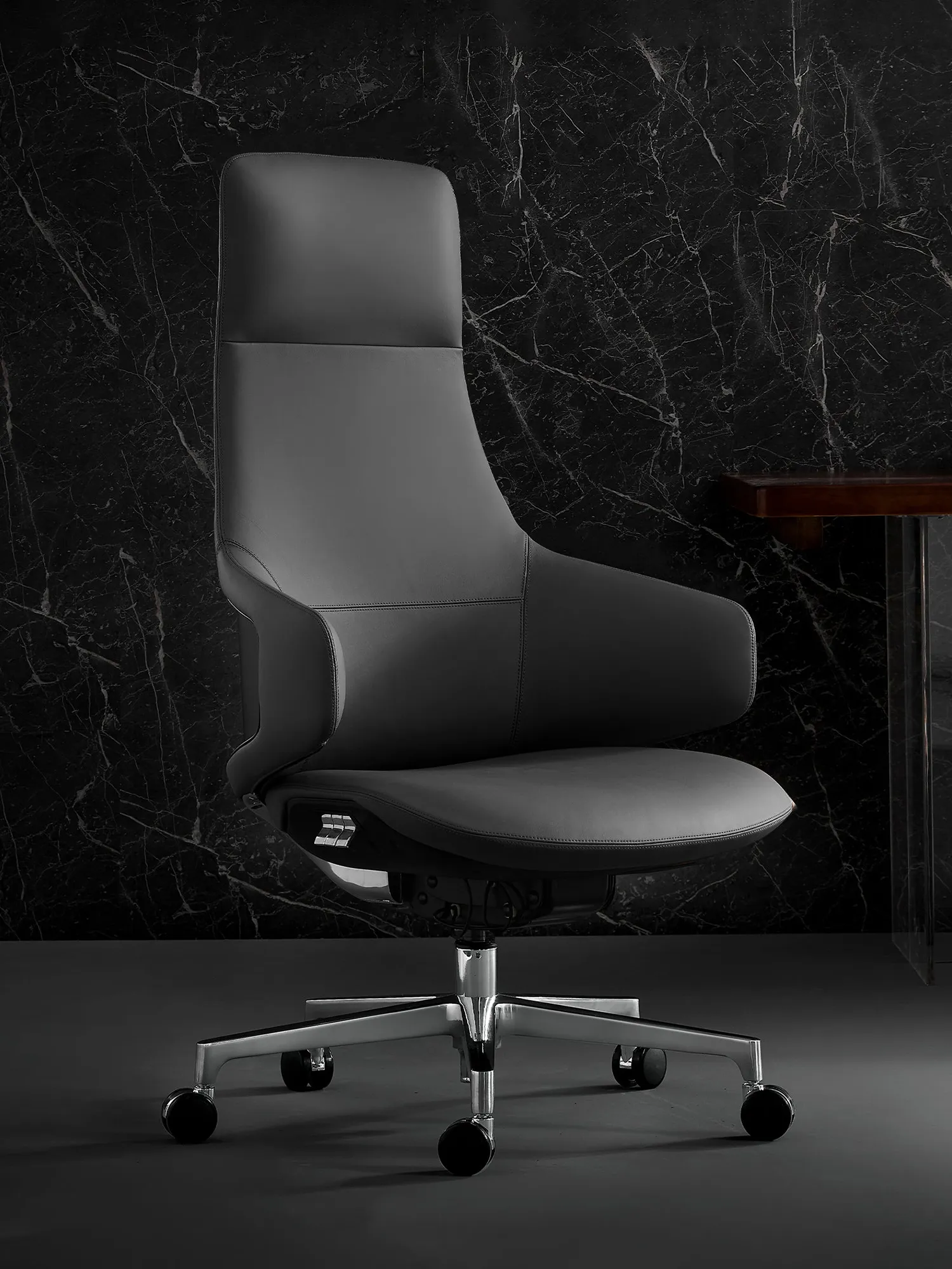 Natia Leather Office Chair with Wraparound Lumbar - Image 23