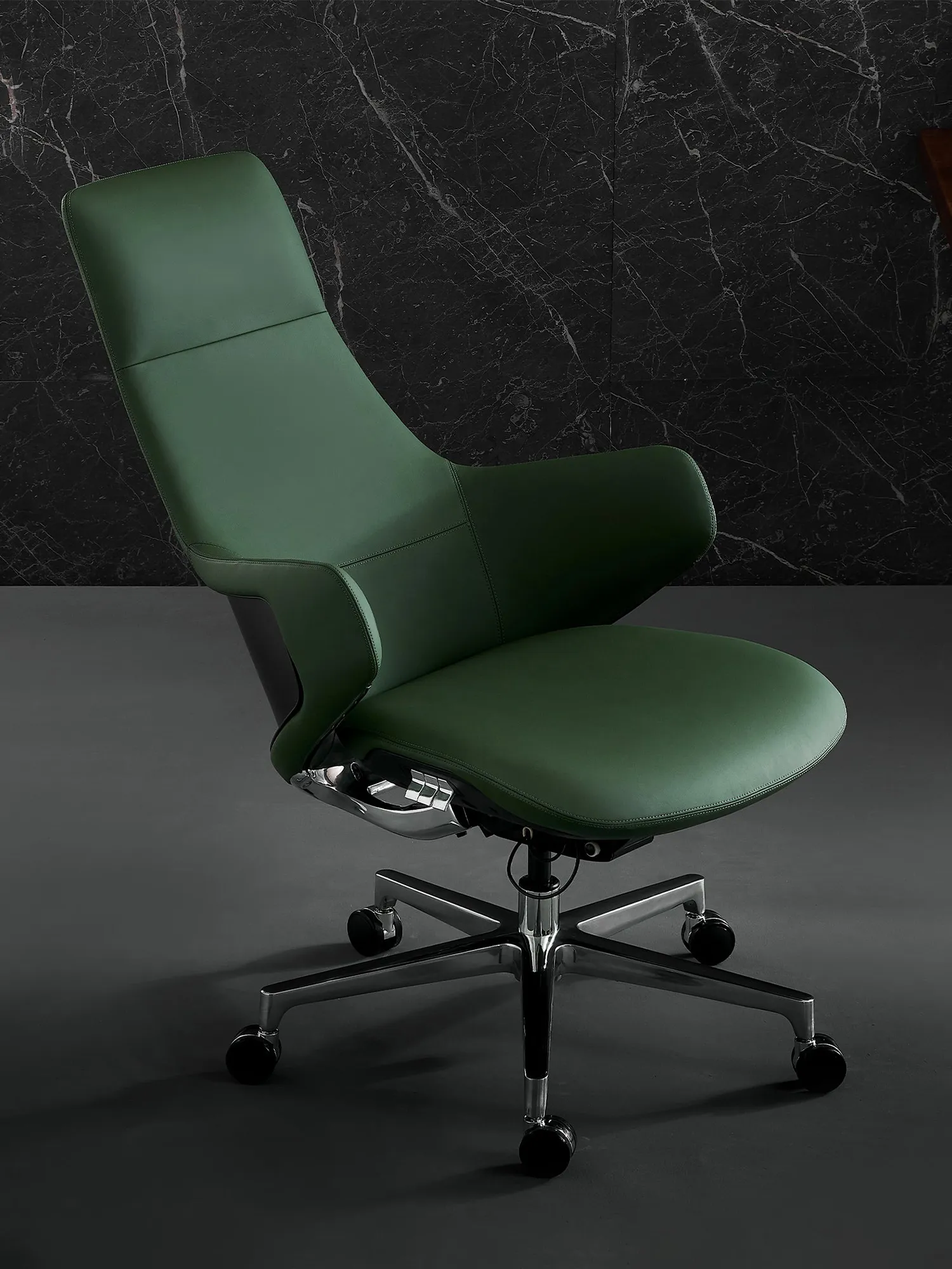 Natia Leather Office Chair with Wraparound Lumbar - Image 4