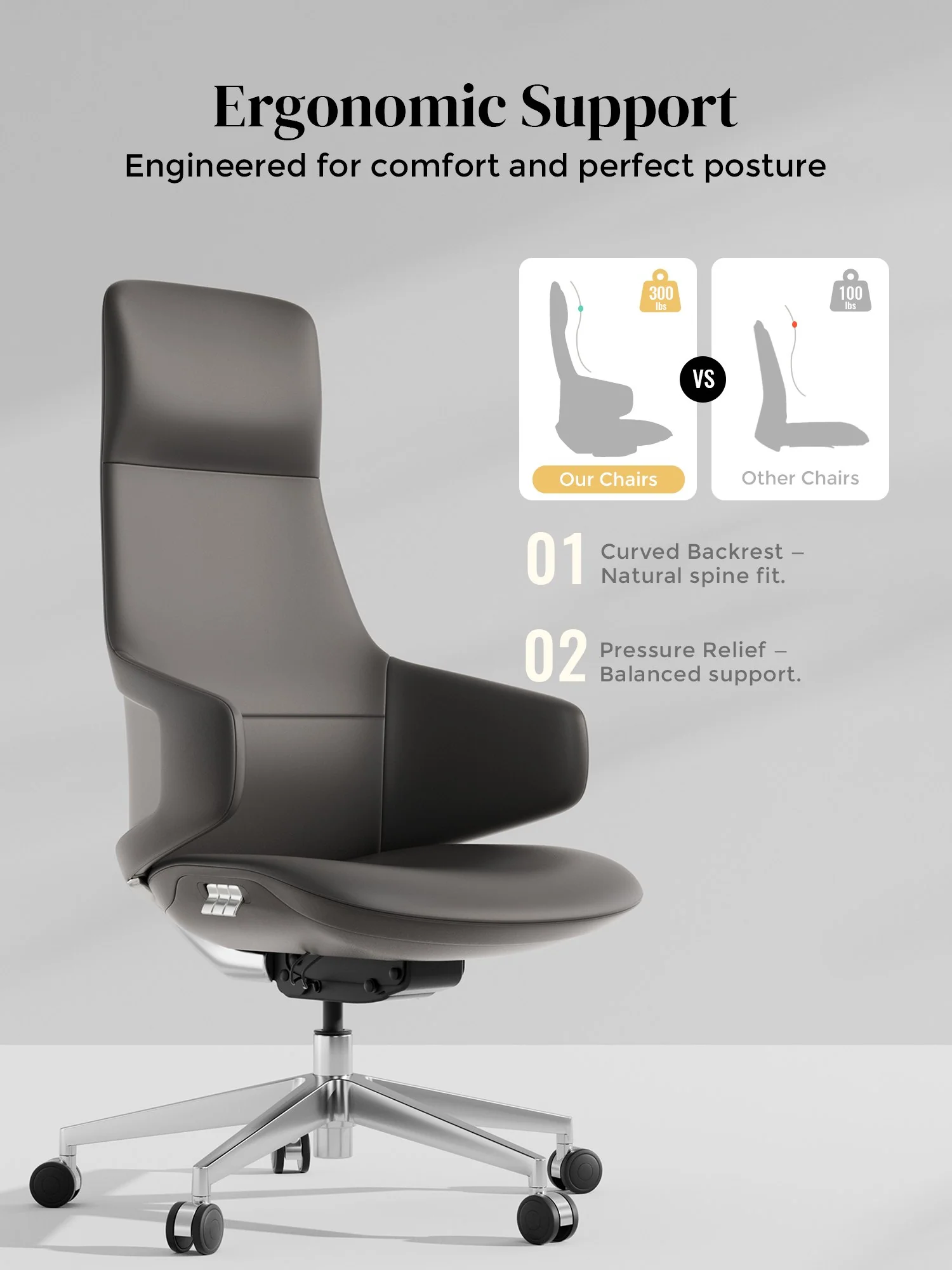 Natia Leather Office Chair with Wraparound Lumbar - Image 40