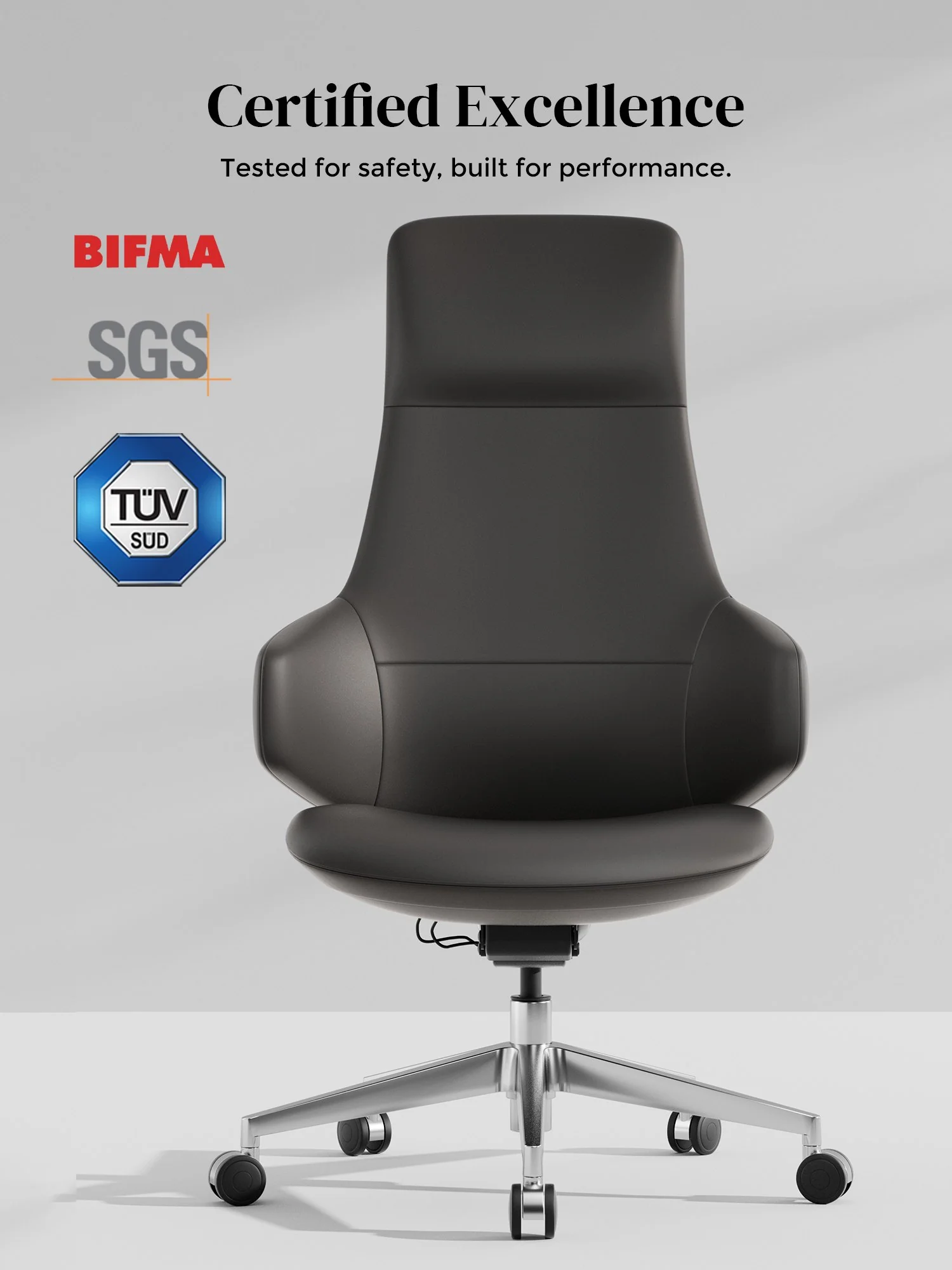 Natia Leather Office Chair with Wraparound Lumbar - Image 42