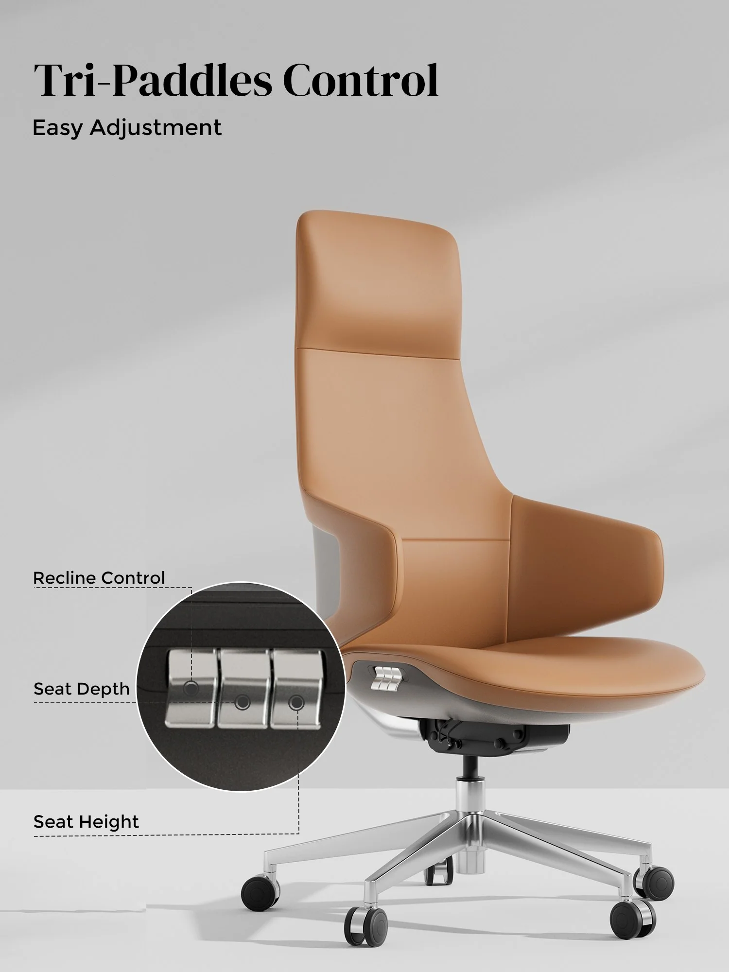 Natia Leather Office Chair with Wraparound Lumbar - Image 46