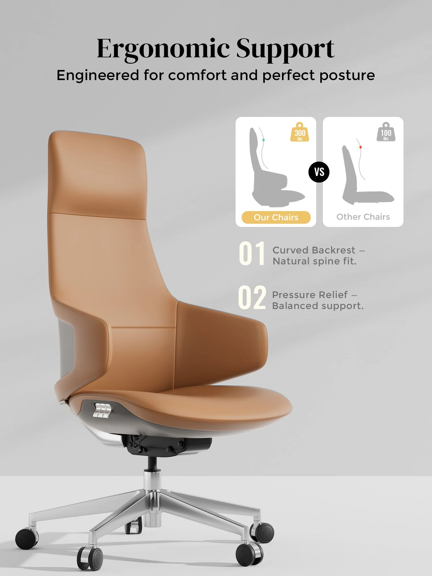 Natia Leather Office Chair with Wraparound Lumbar - Image 48