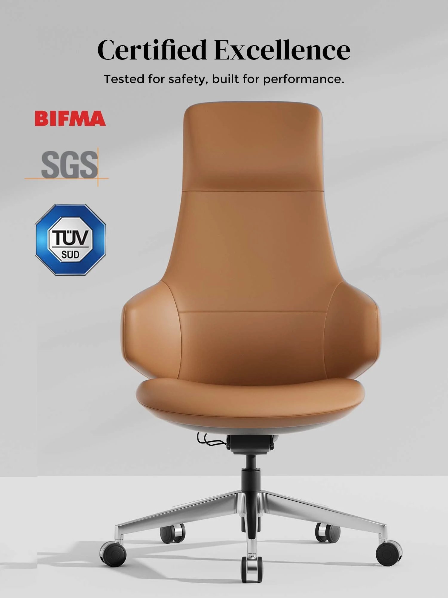 Natia Leather Office Chair with Wraparound Lumbar - Image 49