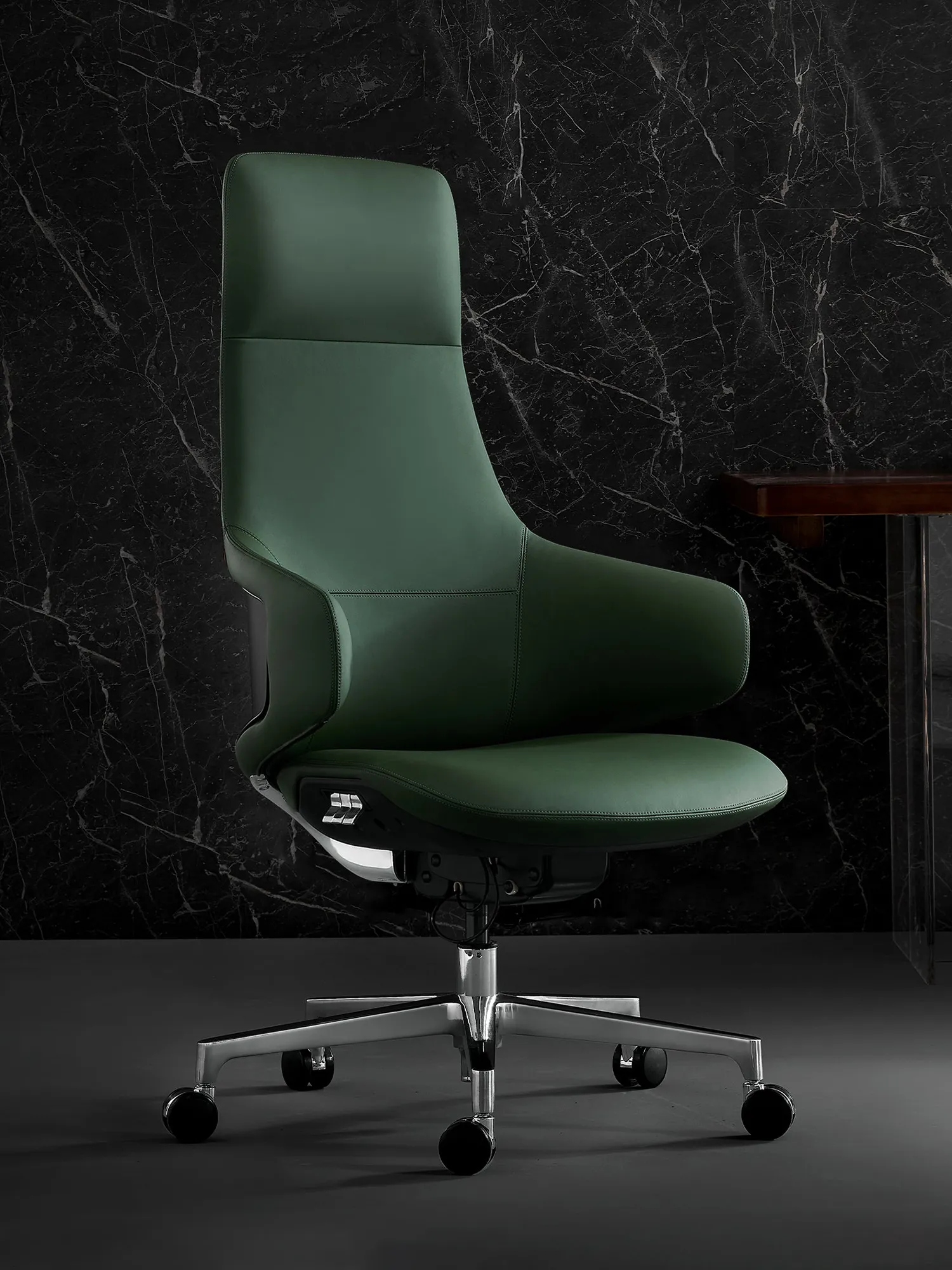 Natia Leather Office Chair with Wraparound Lumbar - Image 5