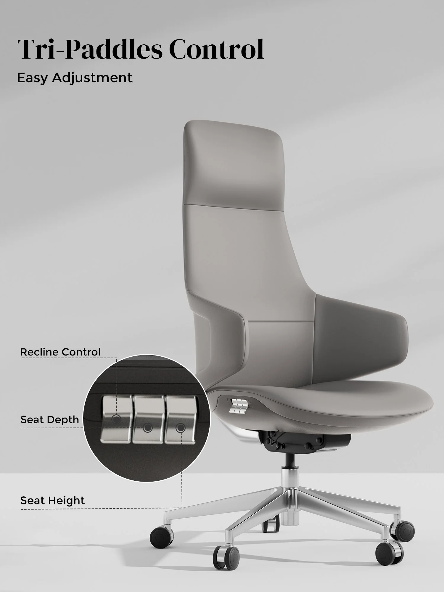 Natia Leather Office Chair with Wraparound Lumbar - Image 59