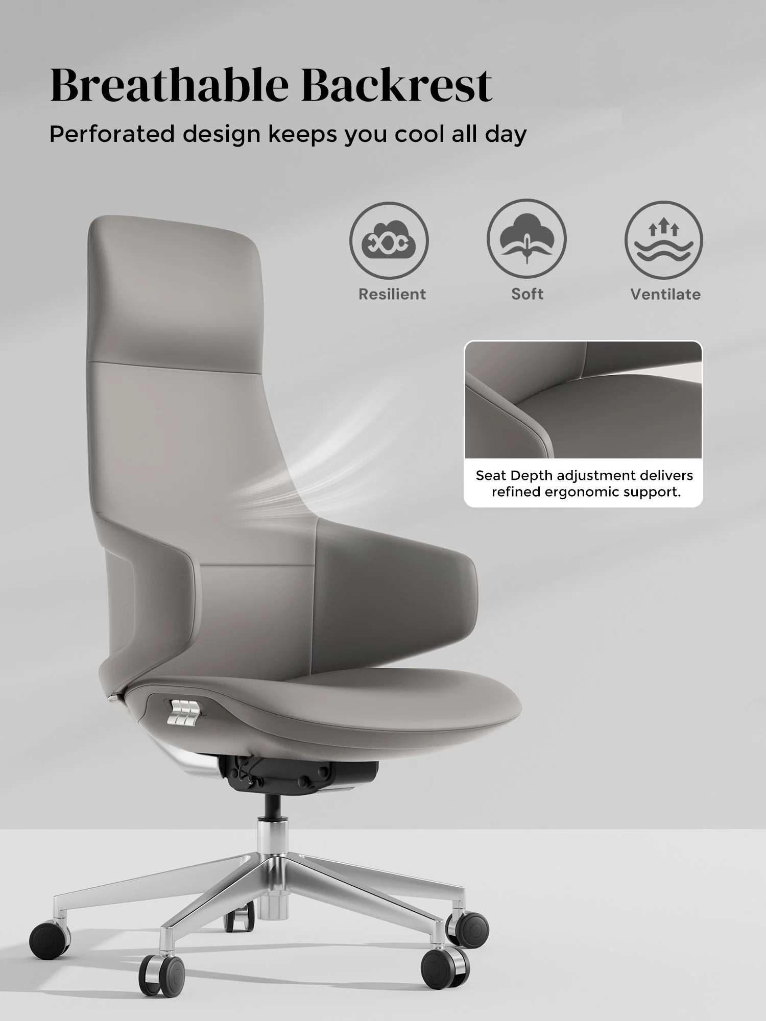 Natia Leather Office Chair with Wraparound Lumbar - Image 60