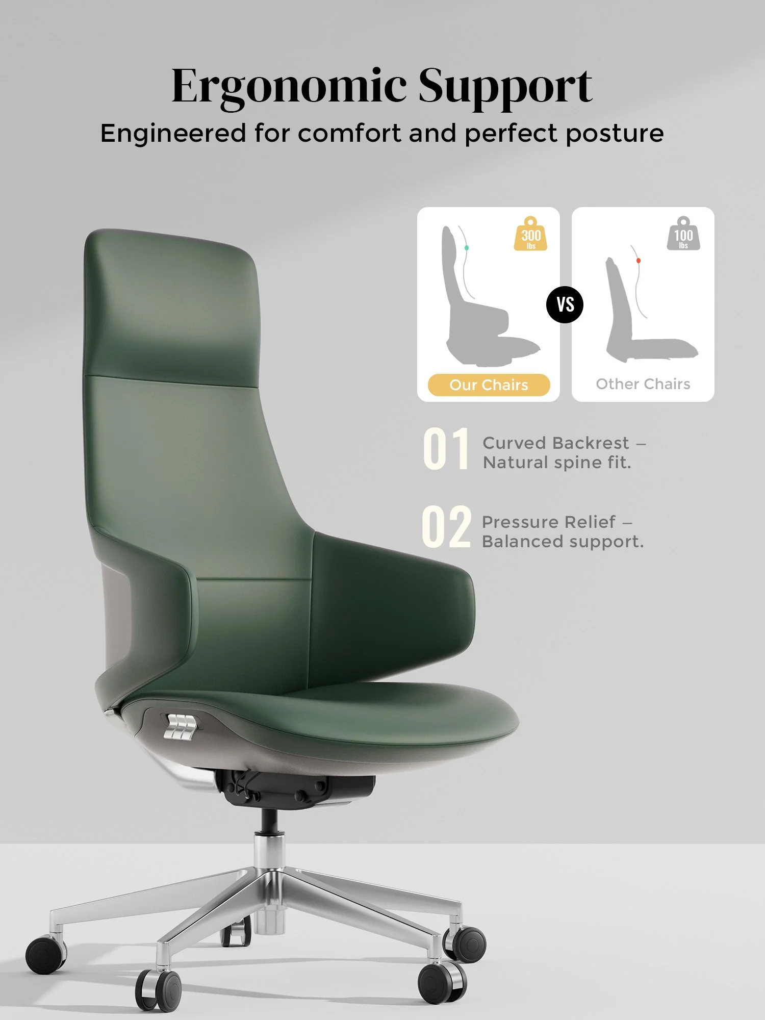 Natia Leather Office Chair with Wraparound Lumbar - Image 69